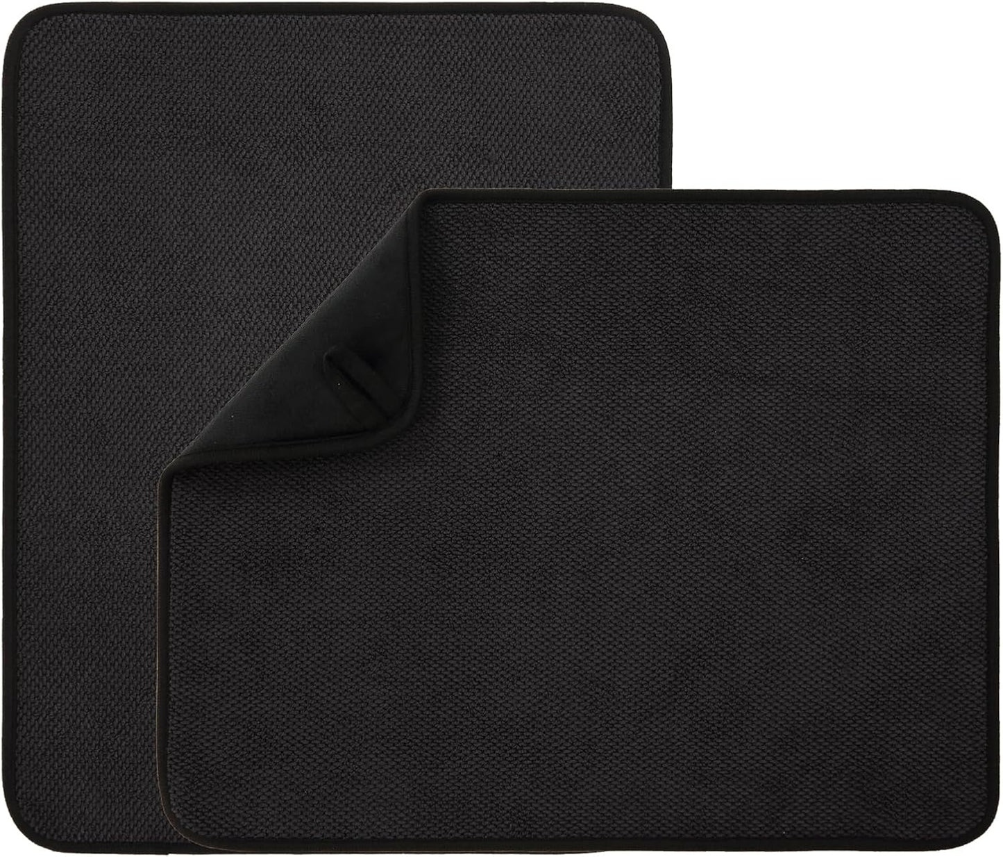 2 Pack Microfiber Dish Drying Mat for Kitchen Counter,Ultra Absorbent Dish Drainer Mat ,Dish Drying Pad , Dish Rack Mat 20×15 Inch (Black)
