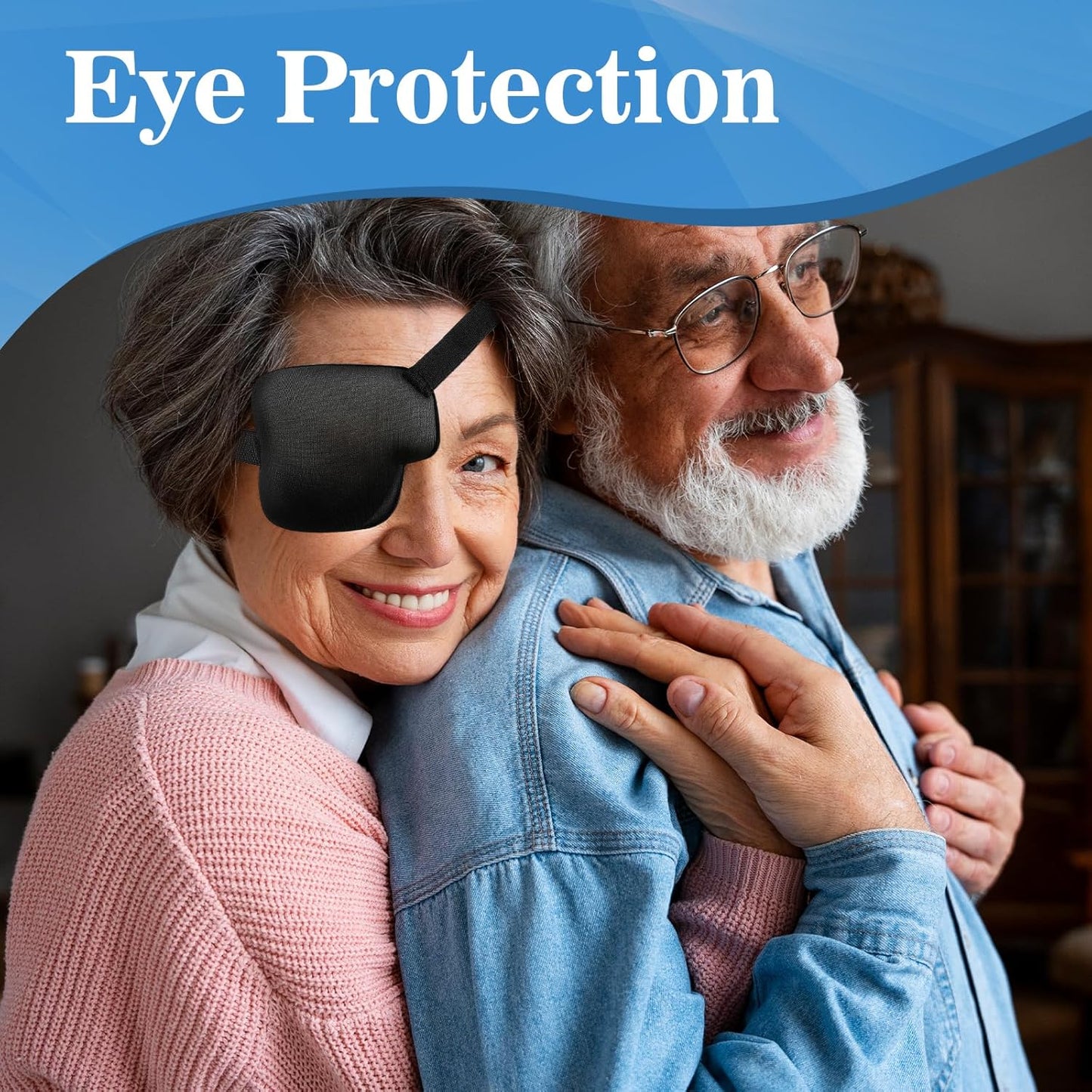 2PCS Medical One-Eyed Patches for Adults Teenager Eye Shield After Cataract Surgery Black Medical Eye Mask Lazy Glasses for Lazy Eye After Surgery Eye(Left Eye)