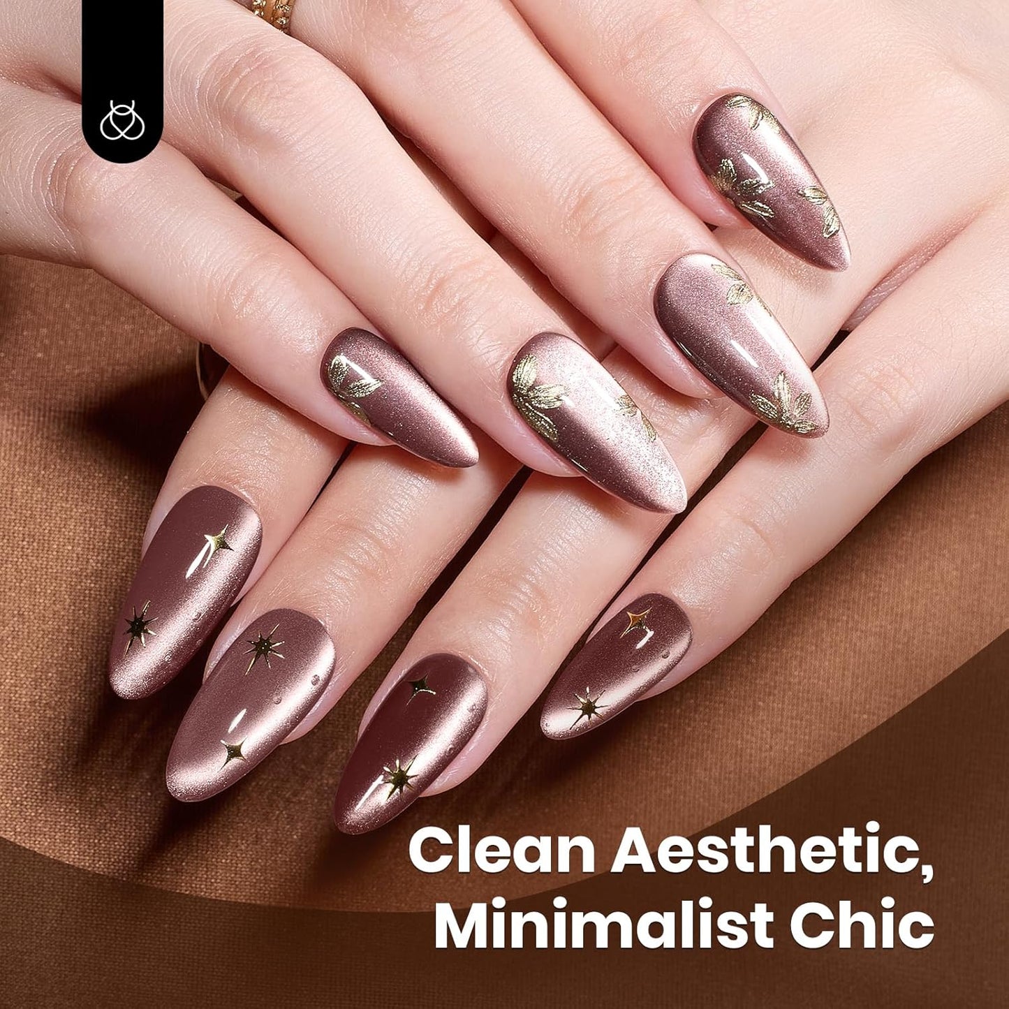 Beetles Brown Cat Eye Gel Nail Polish - Cinnamon Girl Cat Eye Gel Polish, 15ML Glitter Brown Magnetic Fall Gel Polish Jelly Sheer Translucent Effect Soak Off UV French Nail Art Manicure Gift for Women