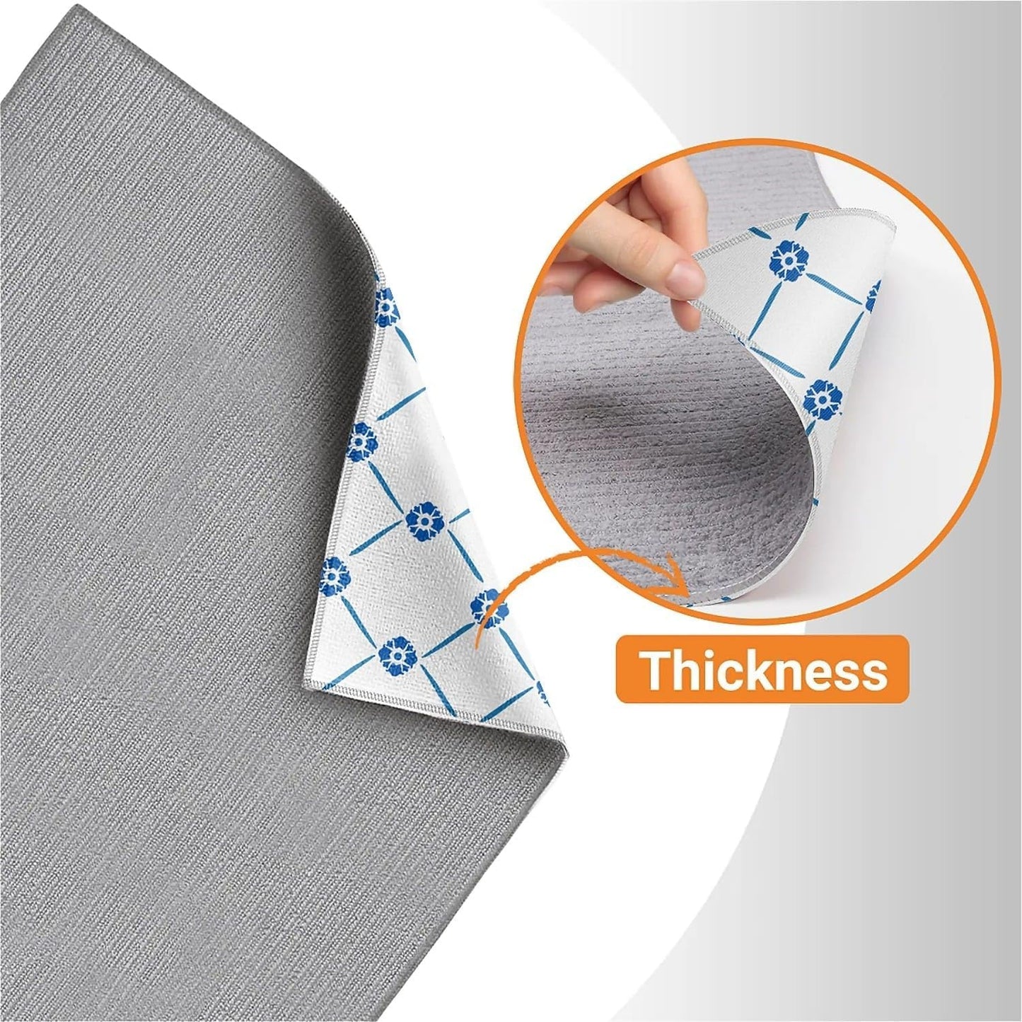 Dish Drying Mat For Kitchen Counter, Blue Floral Microfiber Absorbent Dish Drainer Rack Pad Reusable Large 18x24in Drying Mat