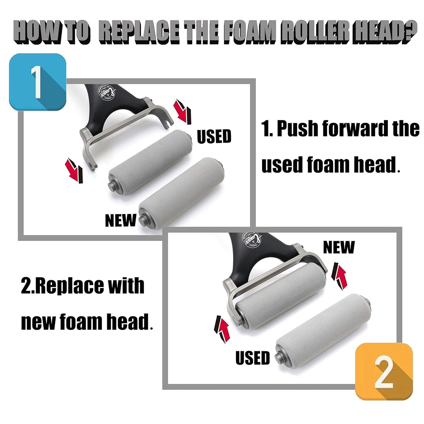 EASACE Lotion Applicator for Back & Body, Long Handle 21.5inch Adjustable Lotion Roller with 2 Replacement Roller for Back self(Silver)