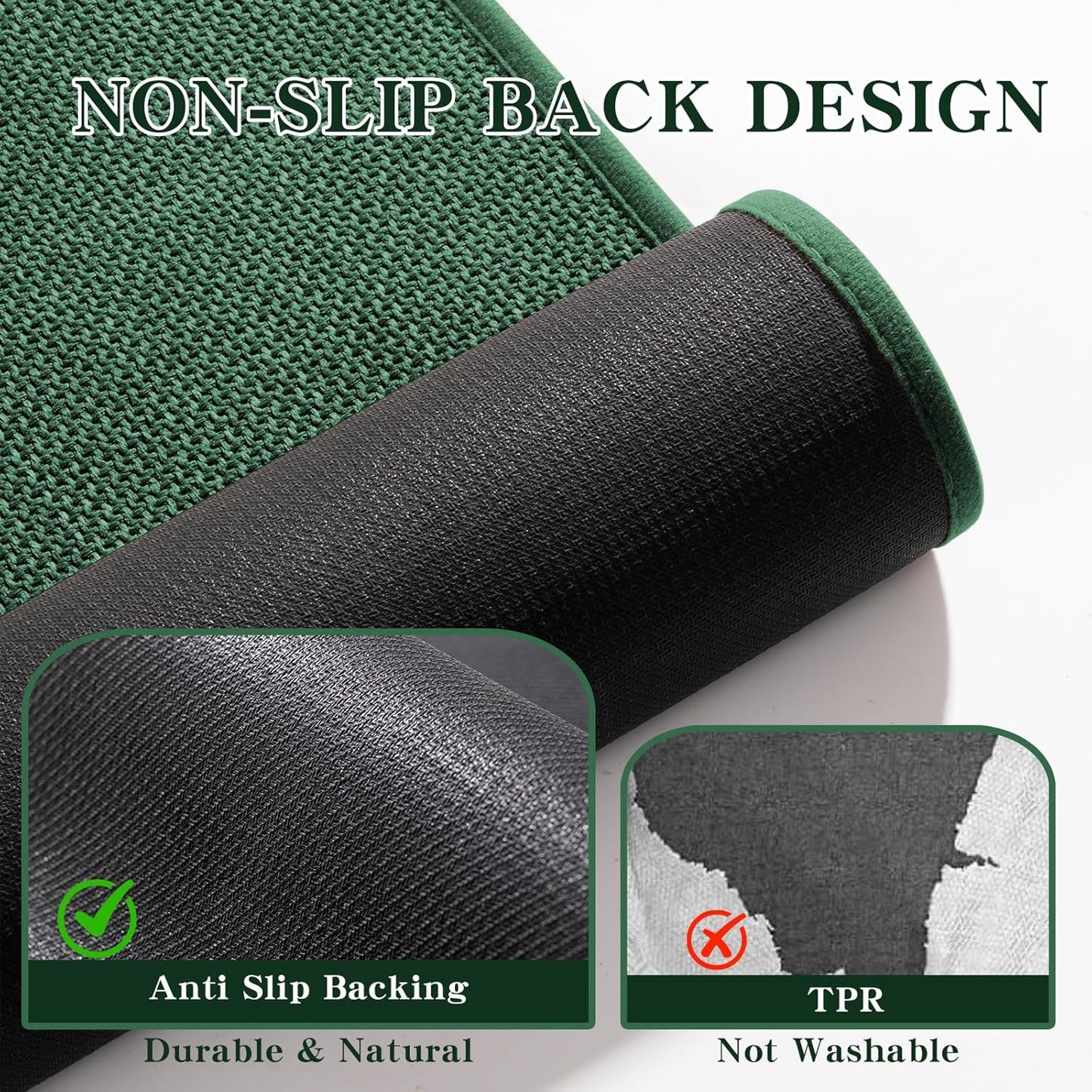 chakme Bathroom Rugs Mat 36x25, Ultra Thin Non Slip Bath Mat Large Quick Dry Absorbent Bath Mat for Bathroom Floor, (Green, 36"x25")