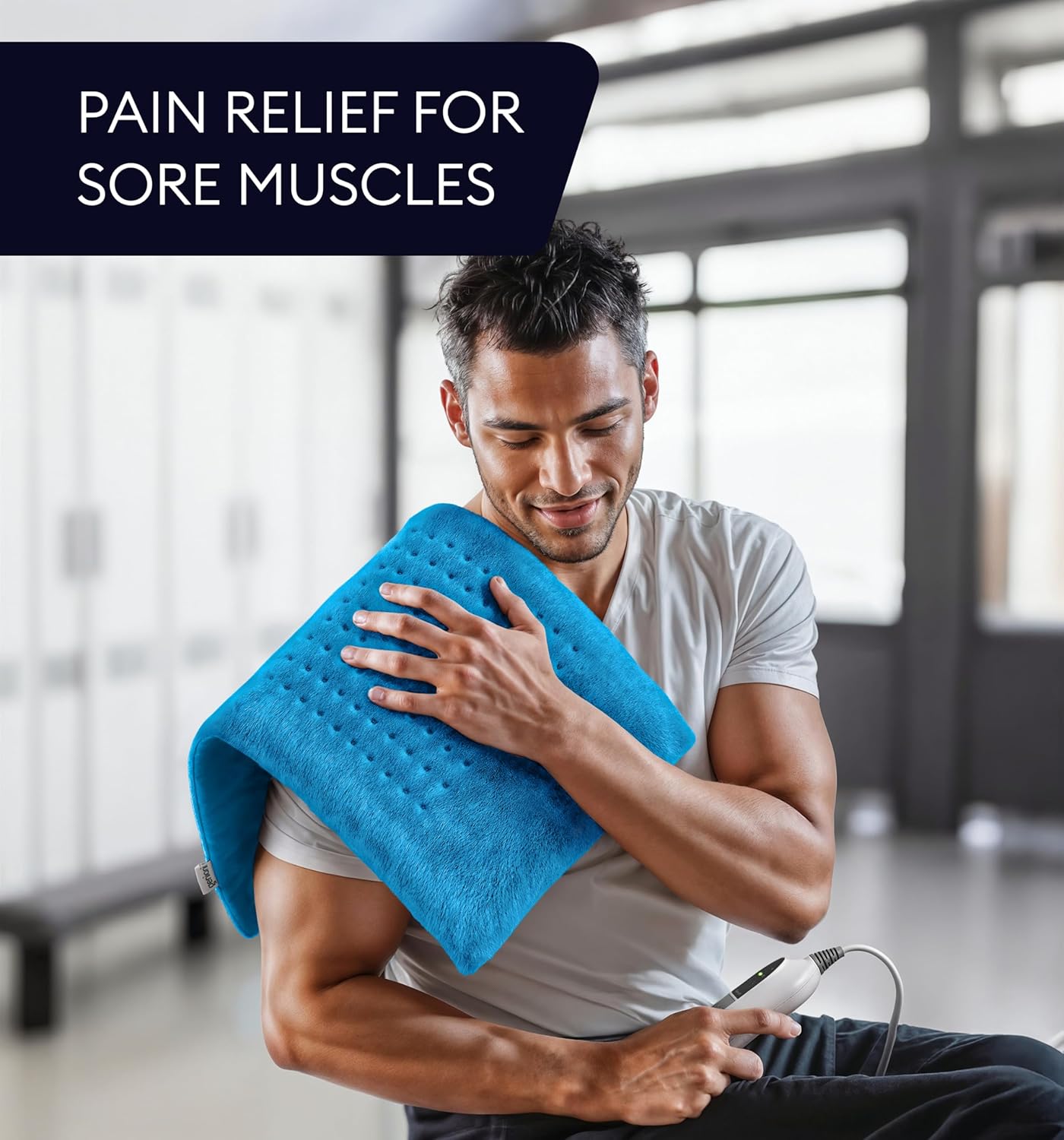 GENIANI Electric Throw - XXL Heating Pad for Back Pain & Menstrual Pain Relief, Auto Shut Off, Machine Washable, Moist Heat Pad for Neck and Shoulder, Cramps Relief, Aqua Blue 18'‘×26’’