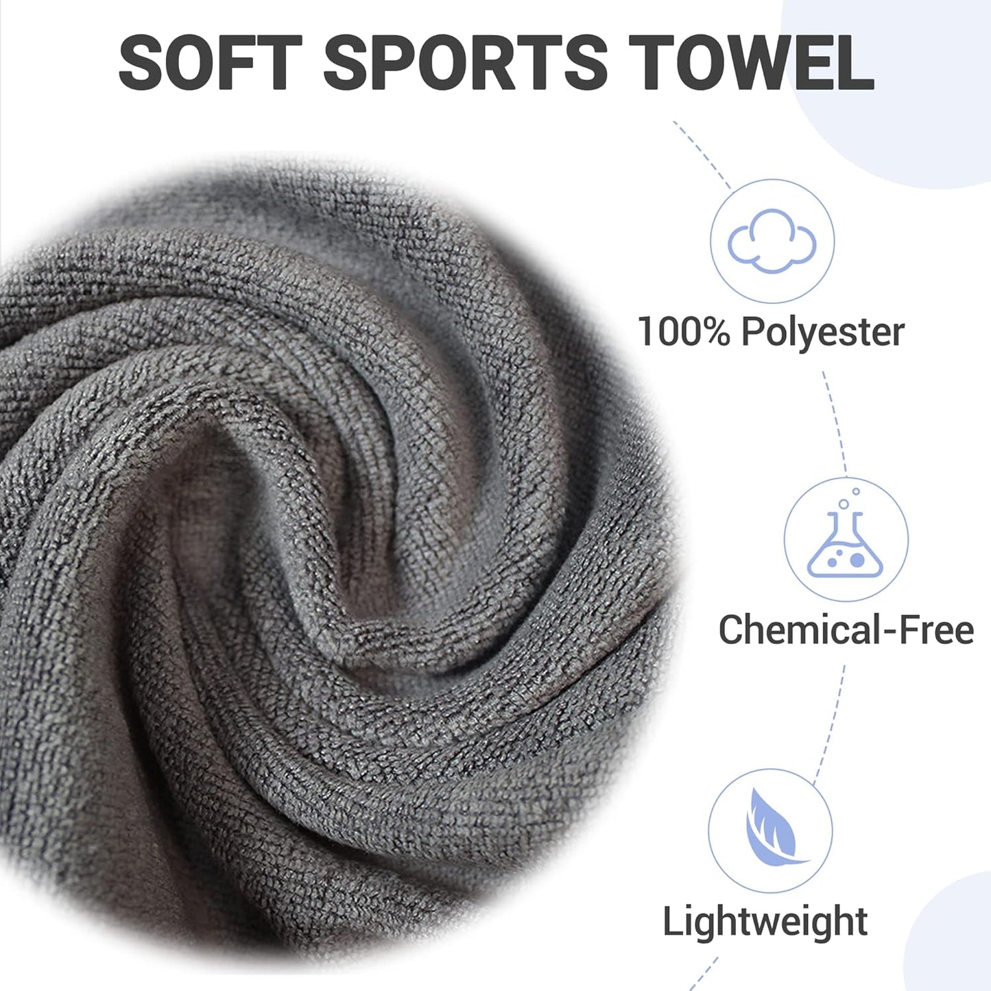 4 Pack Yoga Towel(14"x30"), Super Soft, Quick Dry Sports Towel for Neck and Face, Breathable Absorbent Cooling Towel for Hot Weather, Yoga, Golf, Travel, Camping, Workout,Running