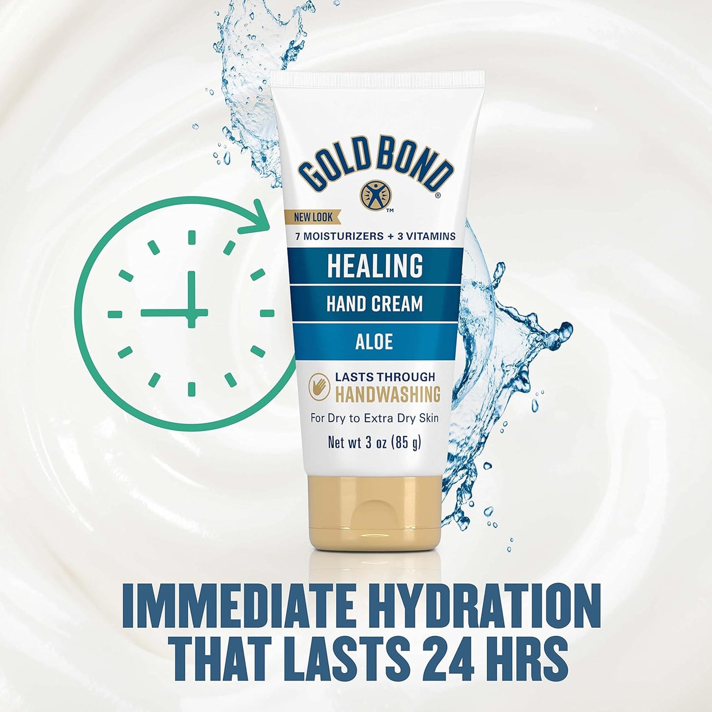 Gold Bond Healing Hand Cream, With Aloe, Hand Lotion for Dry Skin That Lasts Through Handwashing, 3 oz. (Pack of 2)