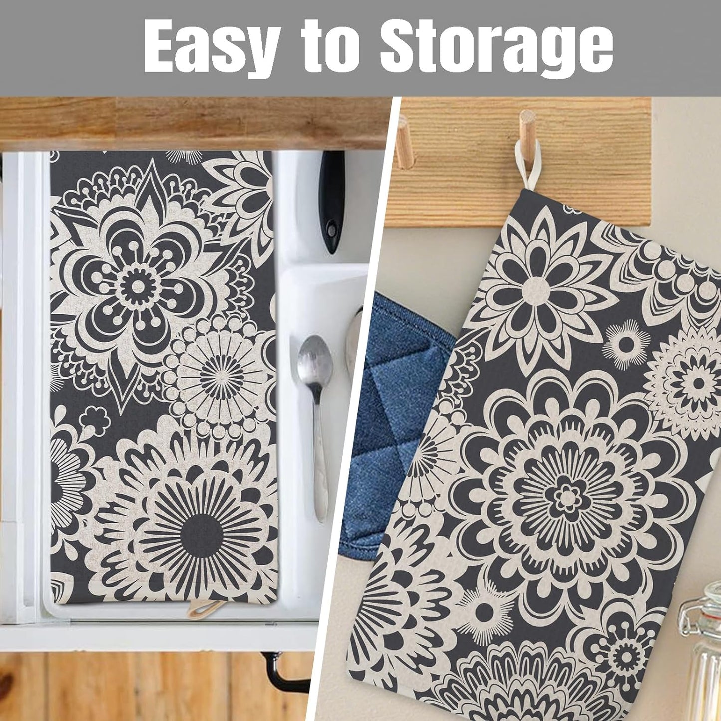 Dish Drying Mat for Kitchen Counter Large 16" x 18" Mandala Absorbent Microfiber Dishes Drainer Rack Mats Pad Reusable Washable