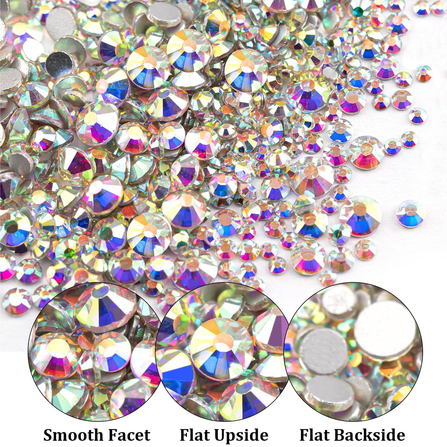 Two Packs of Flatback Rhinestones 4000 Pcs Nail Art Rhinestones Flatback Crystal AB Rhinestone with Picker Pencil and Tweezer for Nail Art and Decoration