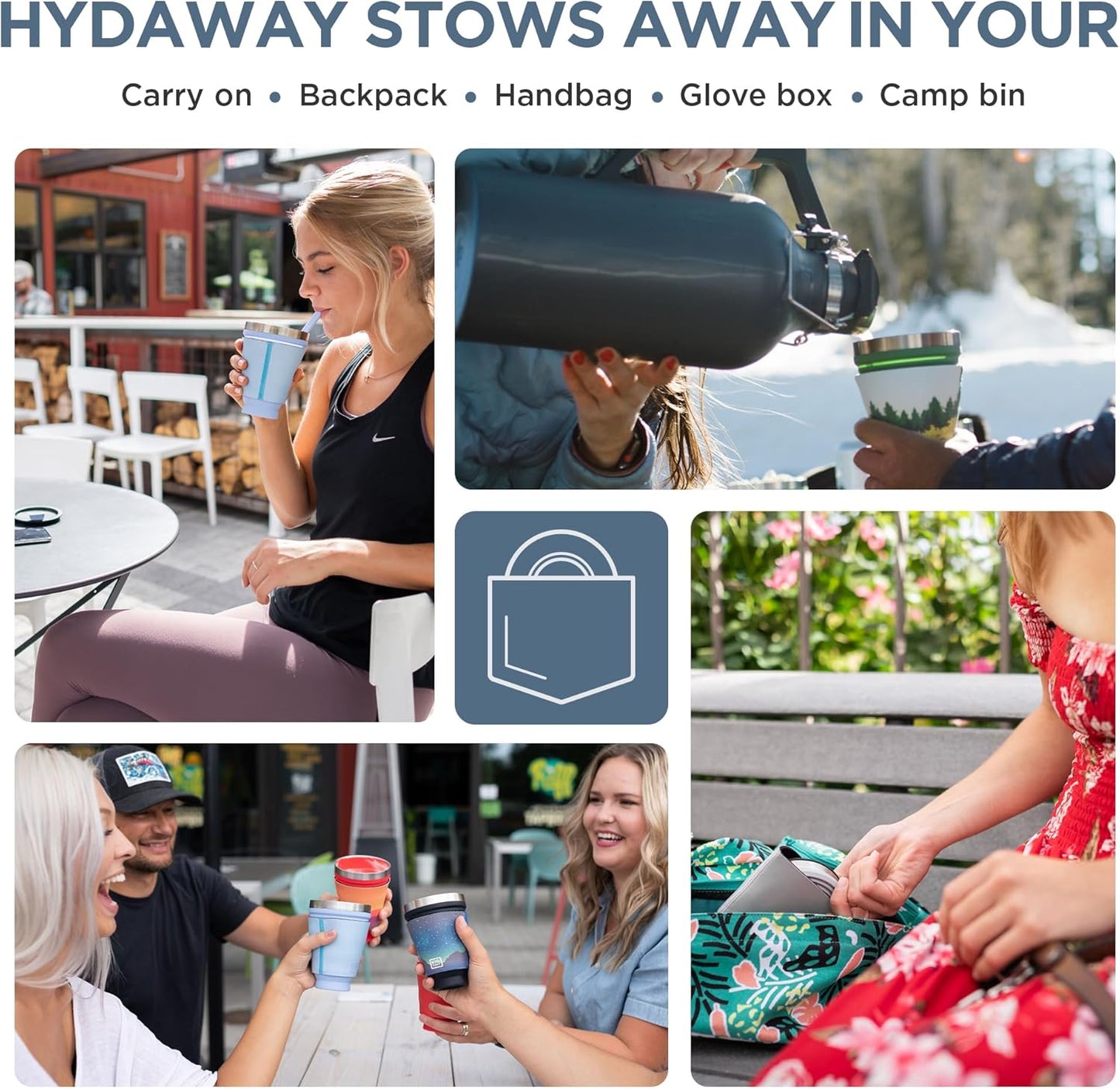 HYDAWAY 16oz Collapsible Tumbler - BPA-Free, Reusable Silicone Cup with Lid & Insulating Sleeve - Perfect for Coffee, Travel, and Everyday Use