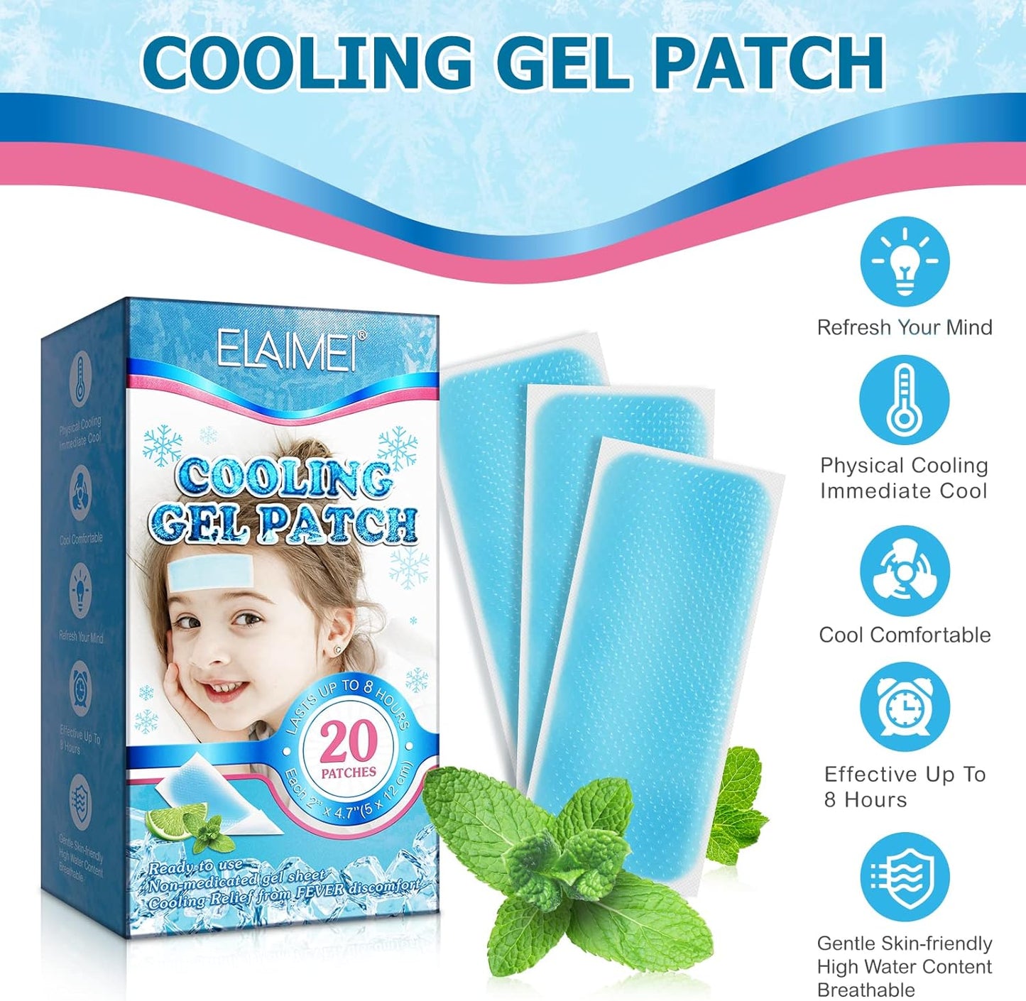 40 Sheets Fever Patches for Kids - Hot Weather Cooling Gel Patches for Adults - Headache Patches - Forehead Fever Cool Pads