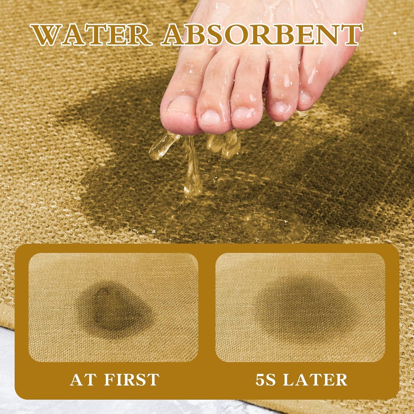 chakme Bathroom Rugs Mat 32x17, Ultra Thin Non Slip Bath Mat Quick Dry Absorbent Bath Mat for Bathroom Floor, (Yellow, 32"x17")