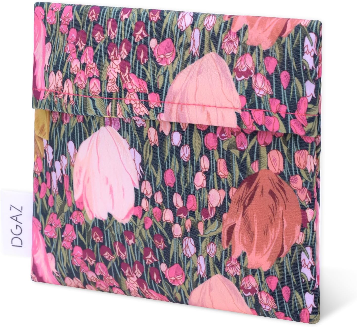 DGAZ Sanitary Napkin Storage Bag, Period Bag for Teen Aged Girls, Portable Period Bag for Panty Liners/Menstrual Cup/Small Tampons，Mini Makeup Bag for Purse(Blooming Tulips)