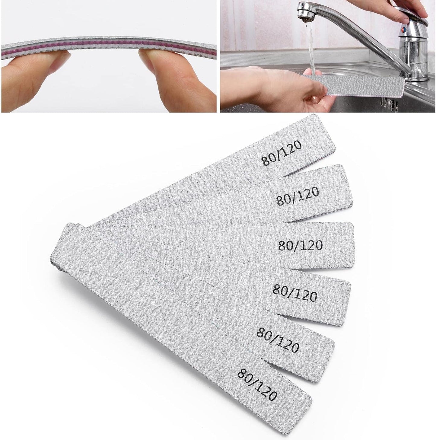 50 Pcs Nail Files for Acrylic Nails 80/120 Grit Double Sides Emery Boards Professional Nail Buffering Files