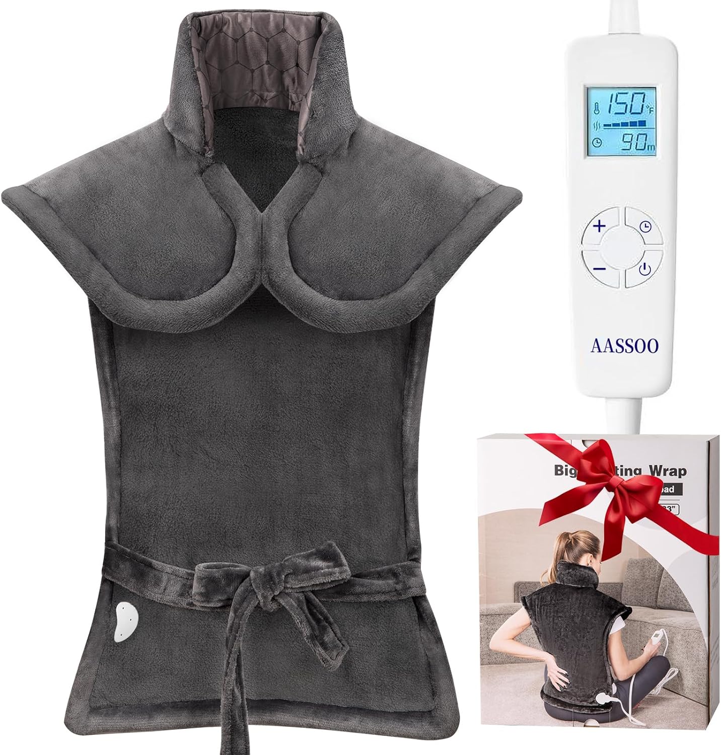 Graphene-Infused Heating Pad for Back and Neck Shoulder for Pain Relief, Large Heat Pad for Women Men Dad, Weighted Electric Heat Pad, FSA Eligible Items Only List, 24"x33", ETL Certified