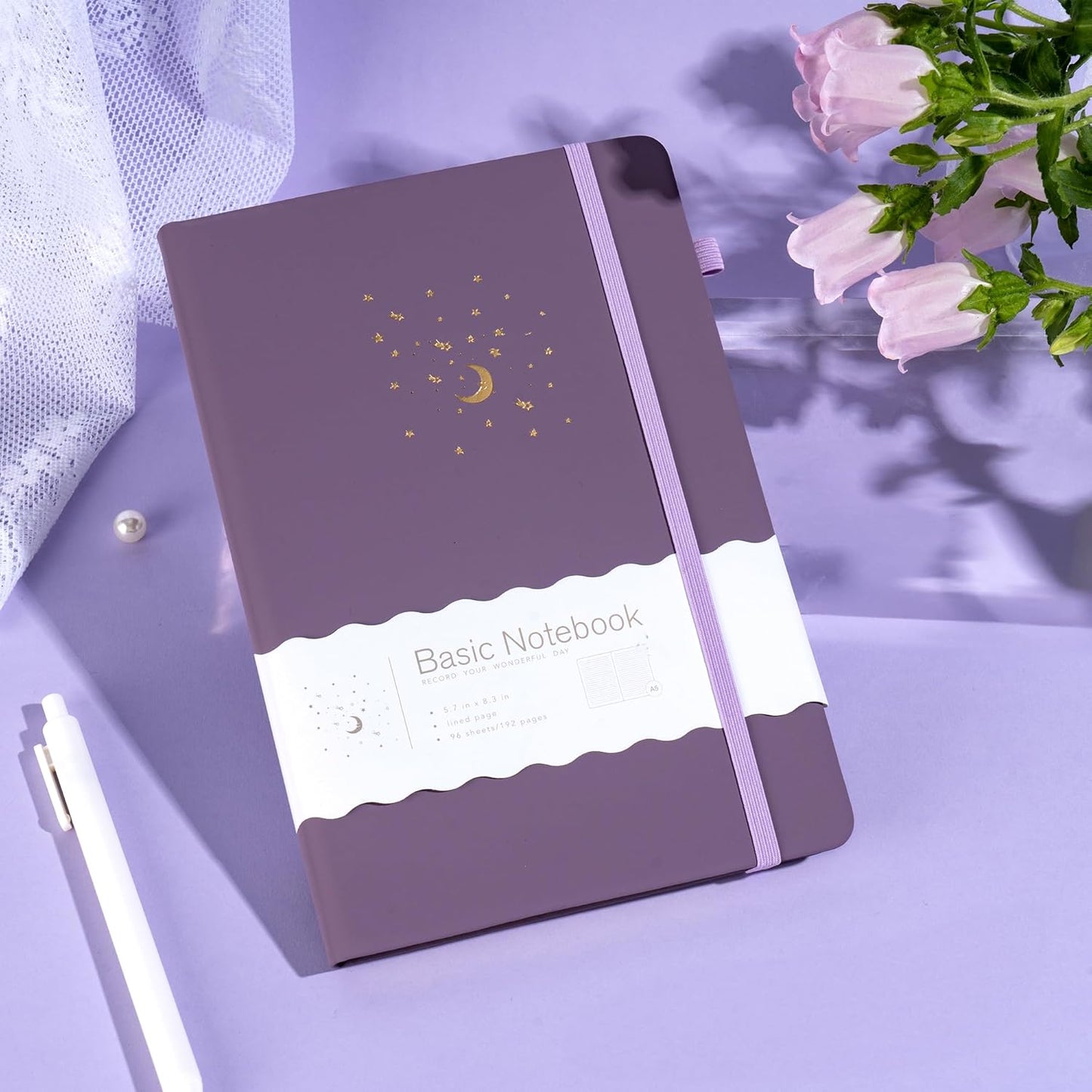 CAGIE Purple Journal Notebook for Women Girls 192 Lined Journaling Notebooks Hardcover Journals for Writing Work