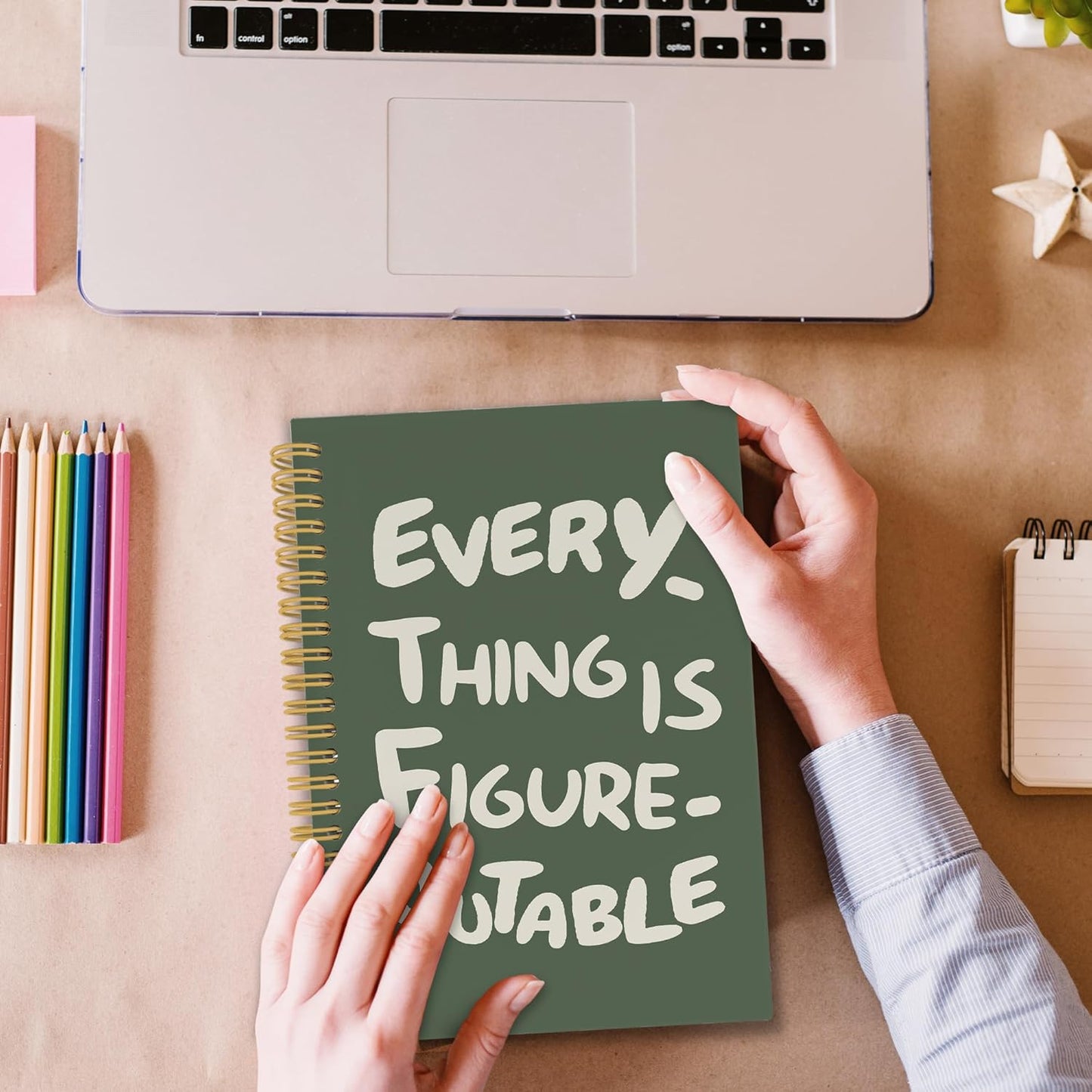 Everything is Figureoutable Spiral Notebook, Inspirational Journaling Notebooks for Counselling Therapy Office School, Motivational Hardcover Journals Gifts for Women, 160 Pages 5.5 x 8.3 Inch