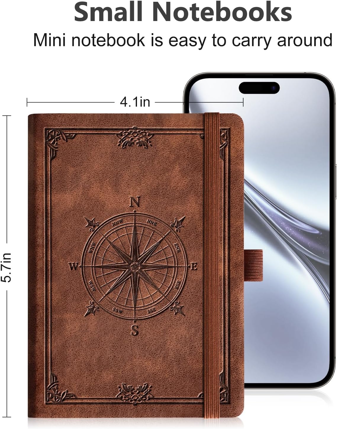 AHGXG Small Lined Pocket Journal Notebook for Men - 256 Numbered Pages College Ruled B6 Mini Journal, Vintage Soft Leather Hardcover, 80gsm Paper, for Women Work Office School, 4.1'' X 5.7''- Brown