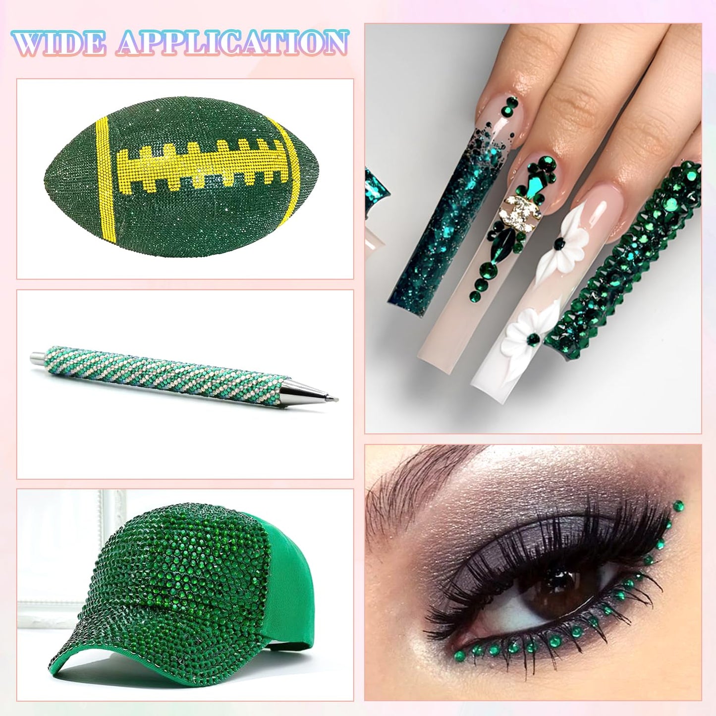 30000Pcs Resin Emerald Green Rhinestones for Bedazzling Crafting with b7000 Jewelry Glue, Bulk Flatback Gems Bedazzler Kit for Crafts Clothes Shoes Fabric Nail Diamond Art, Assorted Size 2/3/4/5/6mm