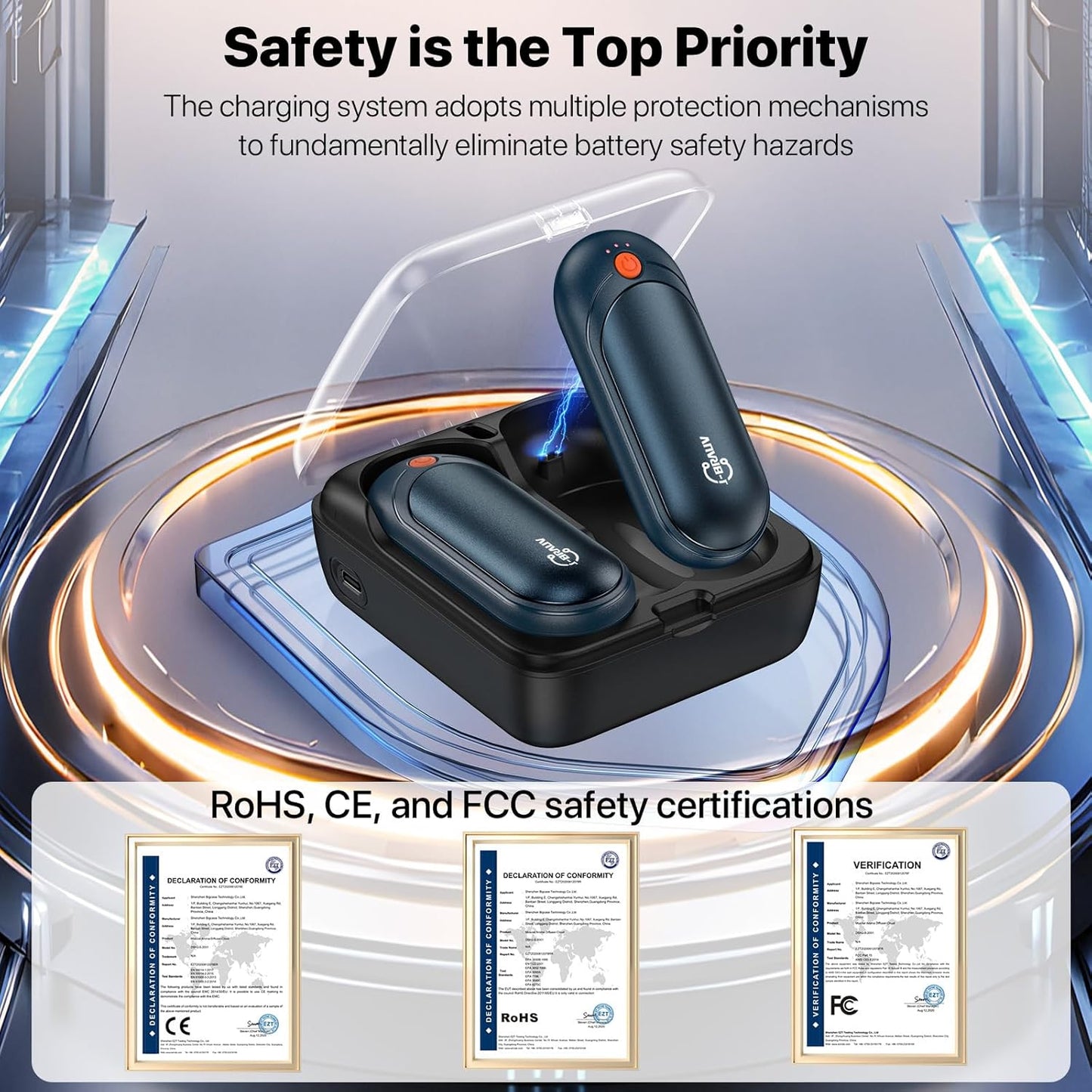 Hand Warmers Rechargeable 2 Pack, 14000mAh Electric Hand Warmers, Smart Chips 24Hrs Long Safe Heat, Portable Pocket Heater, Gifts for Christmas, Outdoor, Golf, Hunting, Camping Accessories