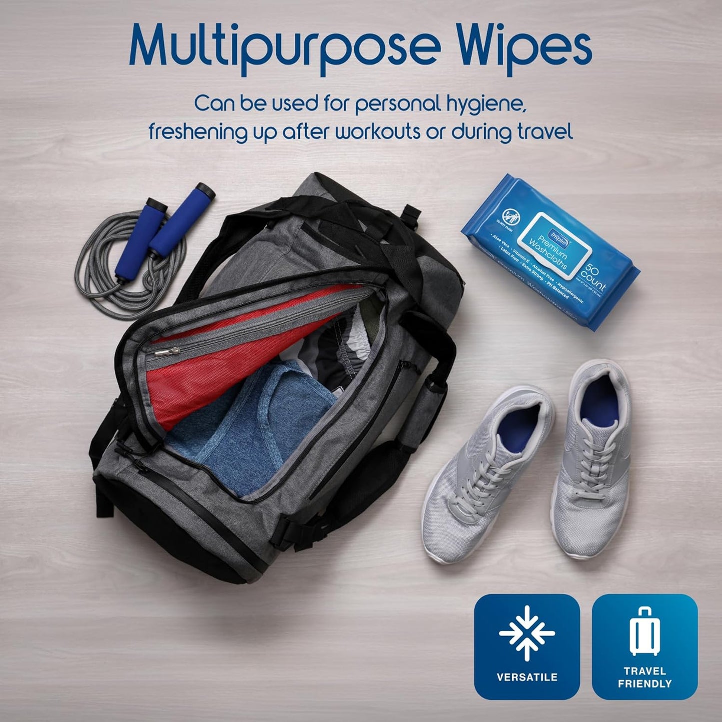 Inspire Adult Wet Wipes, Wash Cloths | Adult Wipes for Incontinence & Cleansing for Elderly, 8"x12" (500CT (10 PACKS OF 50))