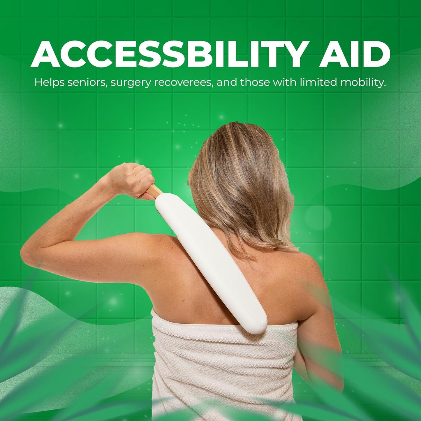 GranNaturals Lotion Applicator for your Back, Feet, and Legs - Sunscreen Applicator - Long Curved Easy Reach Body Brush for Suntan, Sunless Self-Tanning, Skin Cream, Acne, Body Wash - Elderly Aid