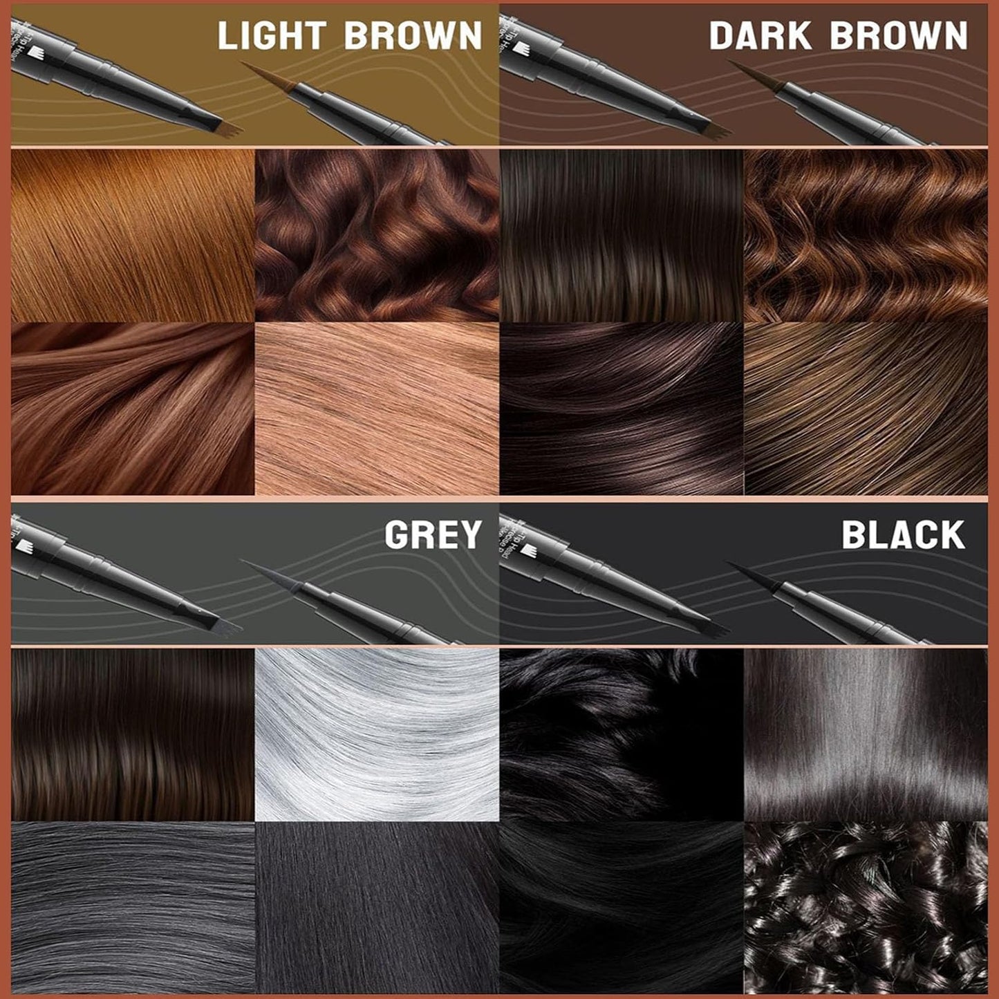 4-Fork Tip Microblading Eyebrow Pen - 2-in-1 Waterproof Eyebrow Pencil, Long-Lasting Natural Hair-Like Brows, Smudge-Proof & Easy to Use (03#Grey)