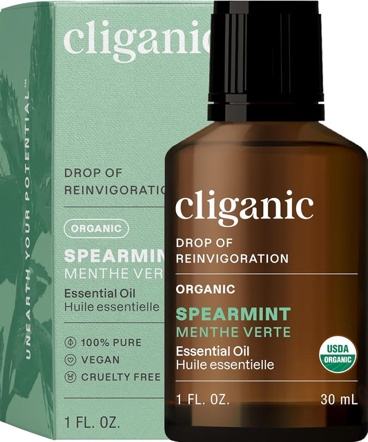 Cliganic Organic Spearmint Essential Oil, 1oz - 100% Pure Natural Undiluted, for Aromatherapy | Non-GMO
