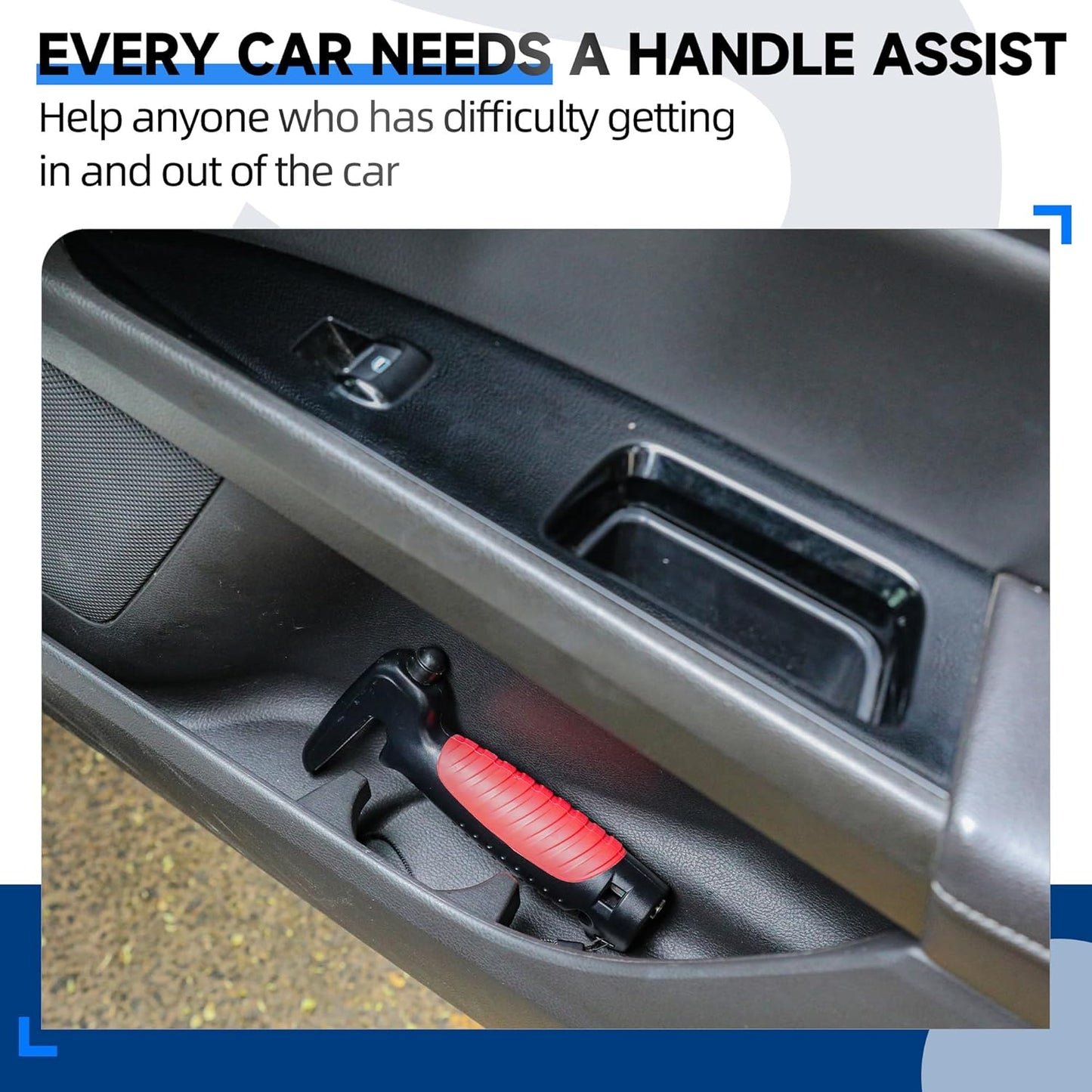 4 in 1 Car Door Handle Assist for Elderly 2PCS - Multifunction Car Transfer Aid - Help Elderly Get Out of Car, Auto Cane Portable Vehicle Support Handle for Seniors, Handicapped, Max 450 Pounds