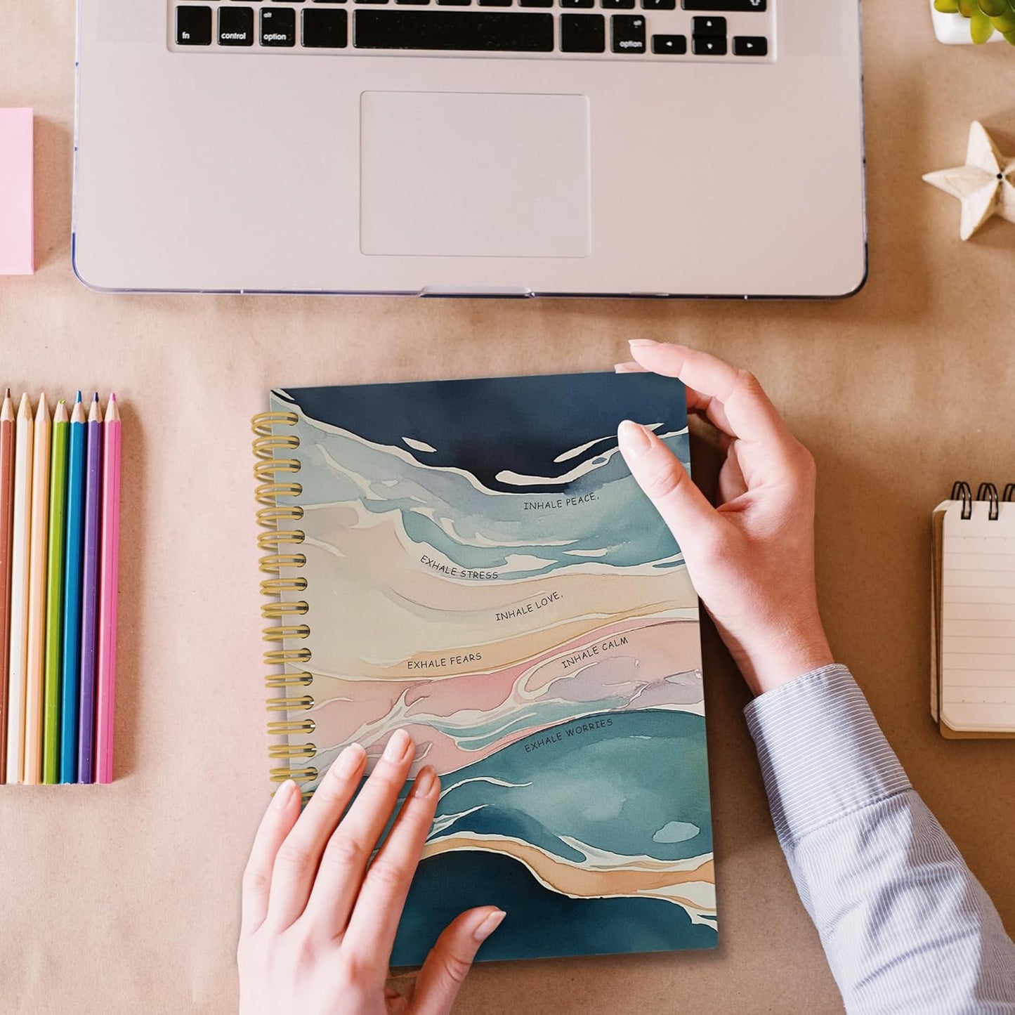 Mental Health Spiral Notebook, Inhale Exhale Calm Wellness Breathe Journaling Notebooks for Therapist Women, Motivational Hardcover Journals for Therapy Office 160 Pages 5.5 x 8.3 Inch