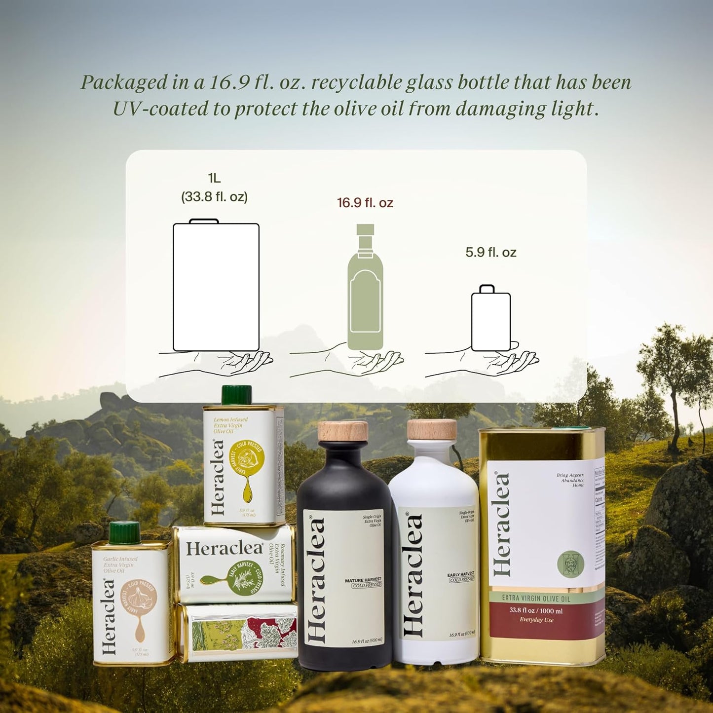 Heraclea - Mature Harvest - Extra Virgin Olive Oil - Organic Olive Oil - Cold Pressed EVOO - Polyphenol Rich EVOO - 16.9oz Bottle