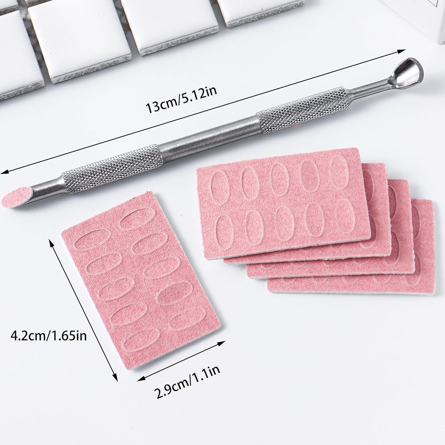 180 Grit Sandpaper Sheets Dual Ended Nail Cuticle Pusher Cuticle Cutter Self-Adhesive Sandpaper for Keratinizer Slant Heads Nail Art Pre Polishing Sandpaper Nail and Foot Salon Home Sandpaper