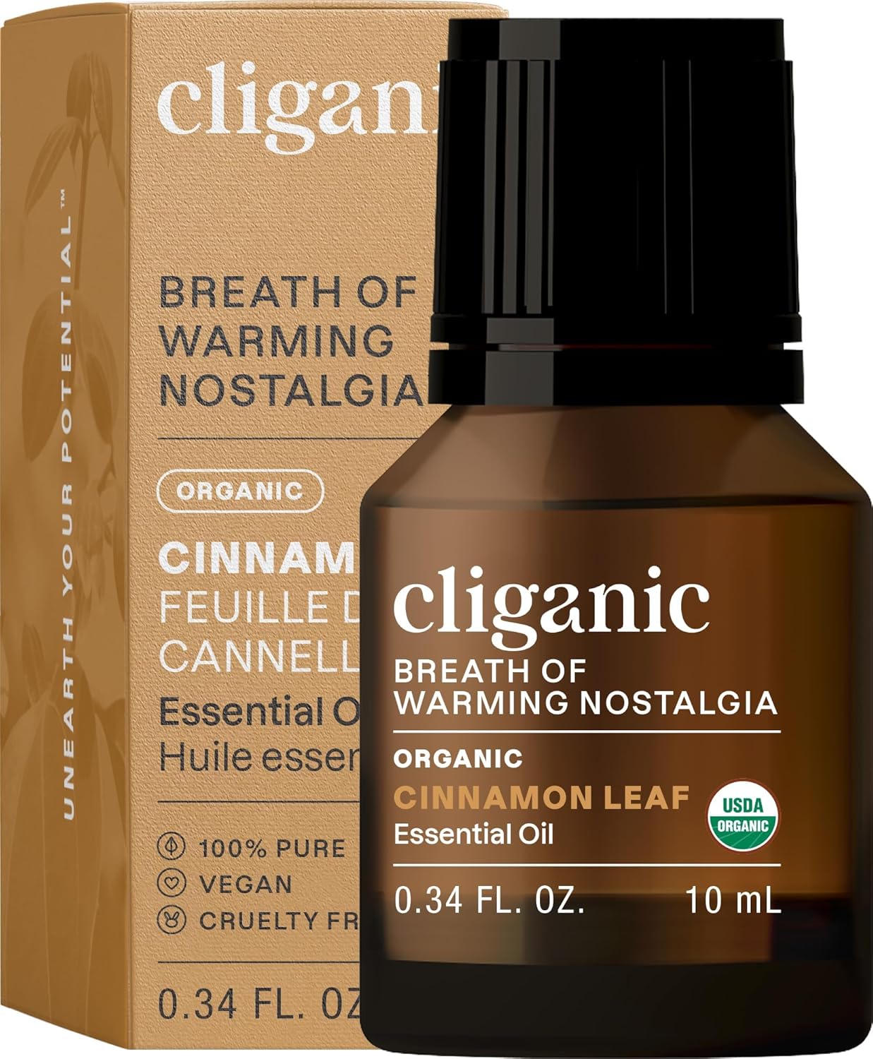 Cliganic Organic Cinnamon Leaf Essential Oil, 100% Pure Natural for Aromatherapy | Non-GMO Verified (Packaging May Vary)