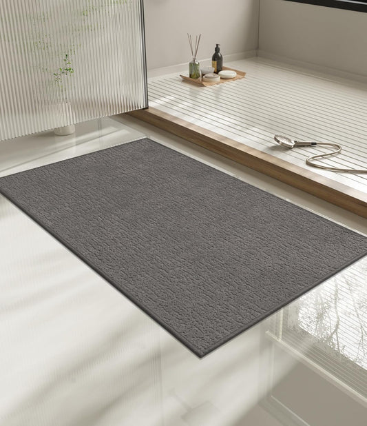 chakme Bathroom Rugs Mat 36x24, Ultra Thin Non Slip Bath Mat Quick Dry Absorbent Bath Mat for Bathroom Floor, (Dark Grey, 36"x24")