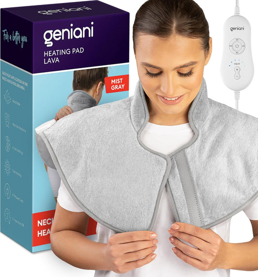 GENIANI Electric Throw - Heating Pad for Neck and Shoulders, Large Heated Pad for Neck Pain, Shoulder Heating Wrap with 4 Auto Shut-Off, 6 Heat Settings, Pain Relief - 22"x24"