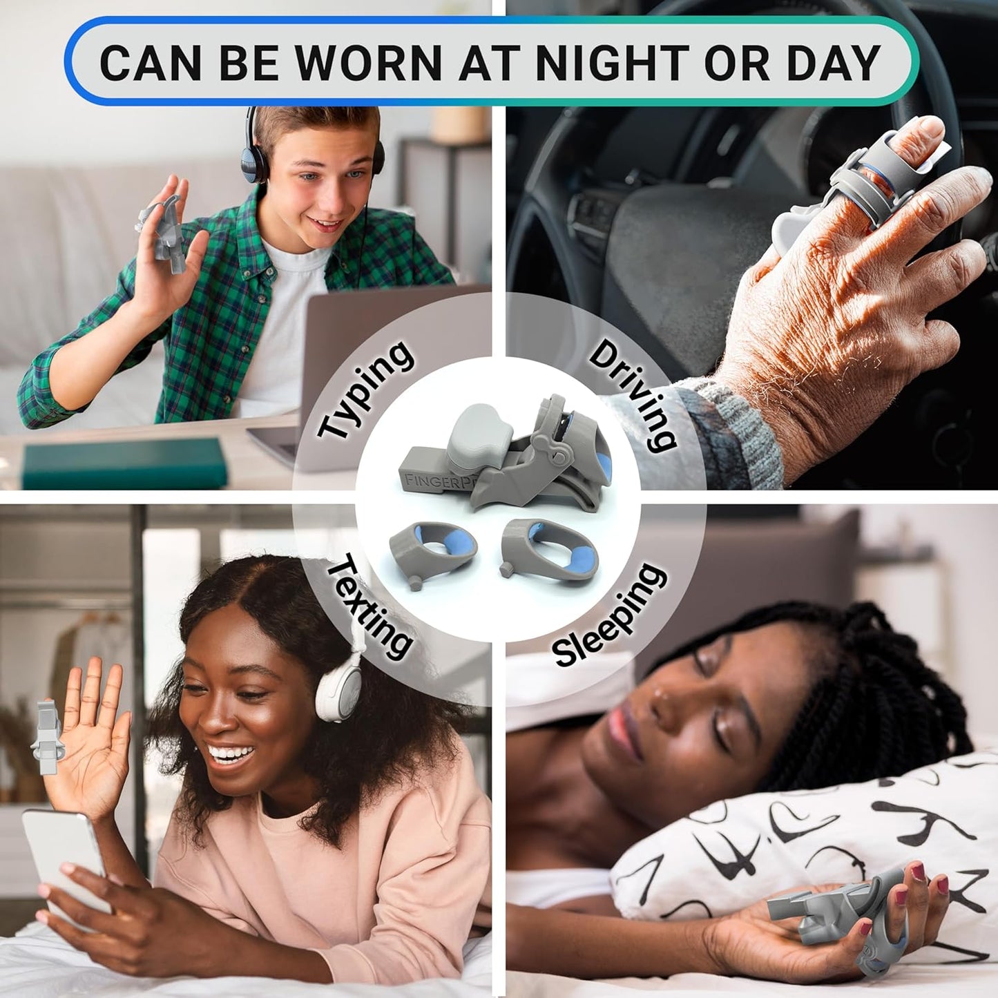 Finger Straightener | PIP Extension Orthosis/Splint For Bent Fingers, PIP Flexion Contractures | Adjustable Joint Stretcher Device | Made in USA | Purple/X-Small