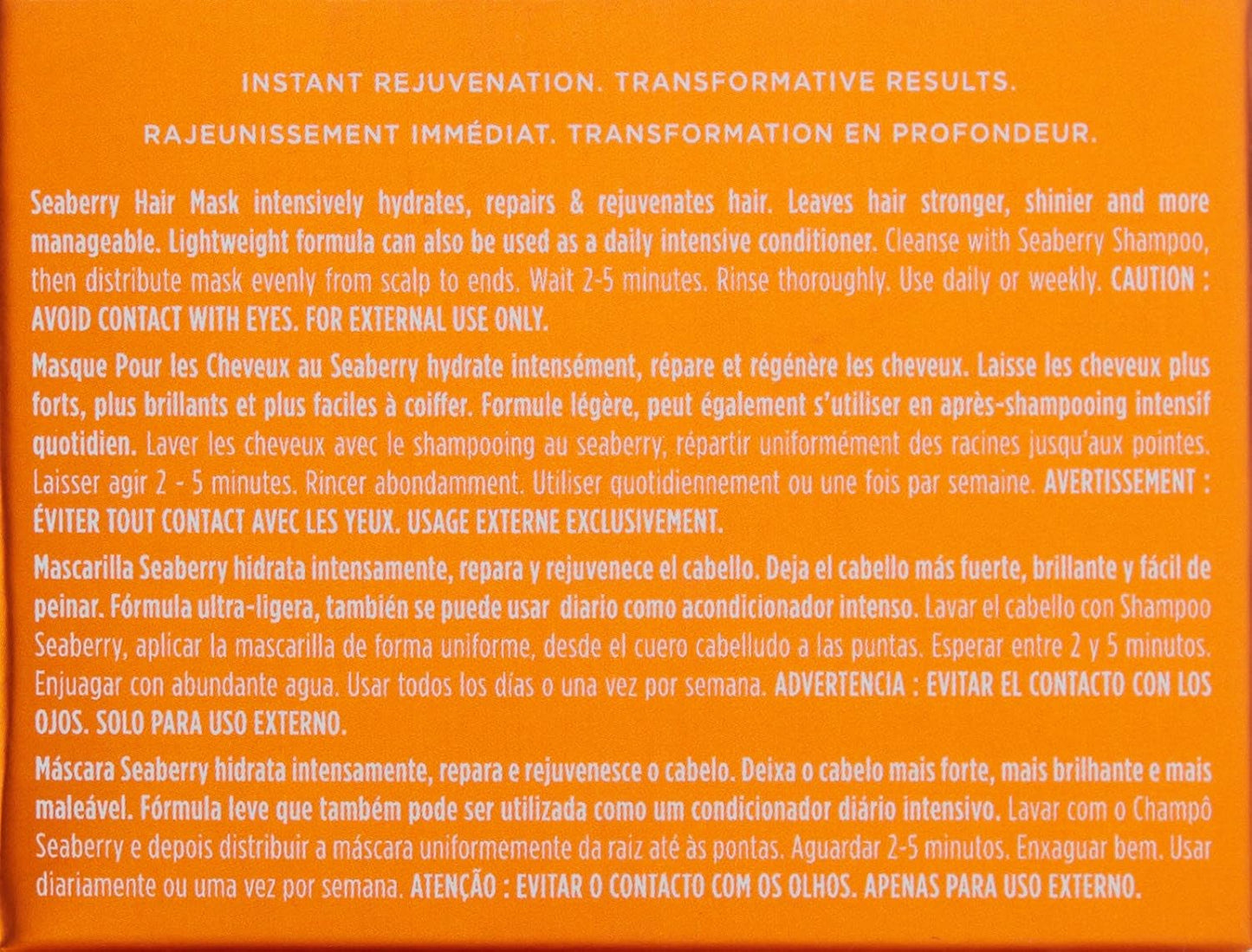 Obliphica Seaberry Hair Mask - Deep Conditioning Hydrating Treatment for Dry and Damaged Hair - Fine, Frizzy, and Color-Treated Hair - 8.5 Ounce (Pack of 1)