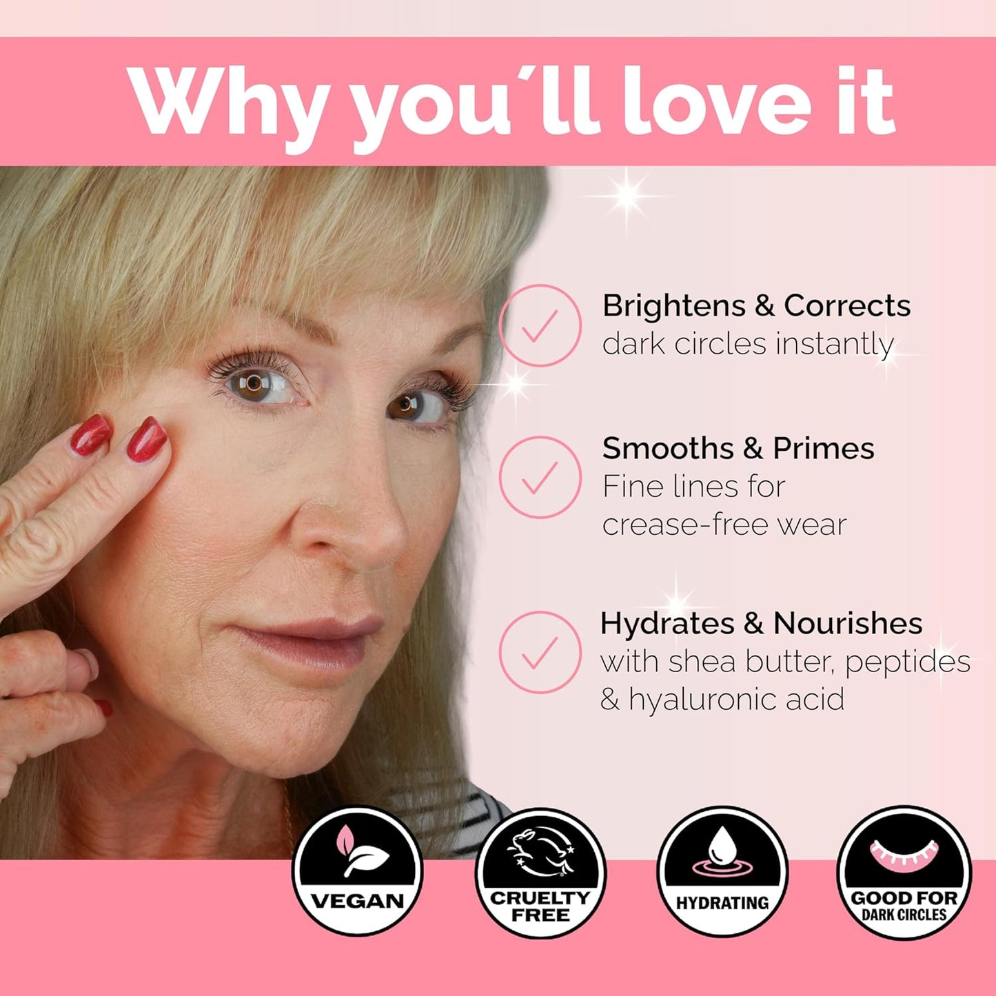 Elizabeth Mott Thank Me Later Under Eye Brightener & Primer – Hydrating Color Corrector for Dark Circles – Lightweight Concealer Base for Mature Skin, Fair Shade 5ml