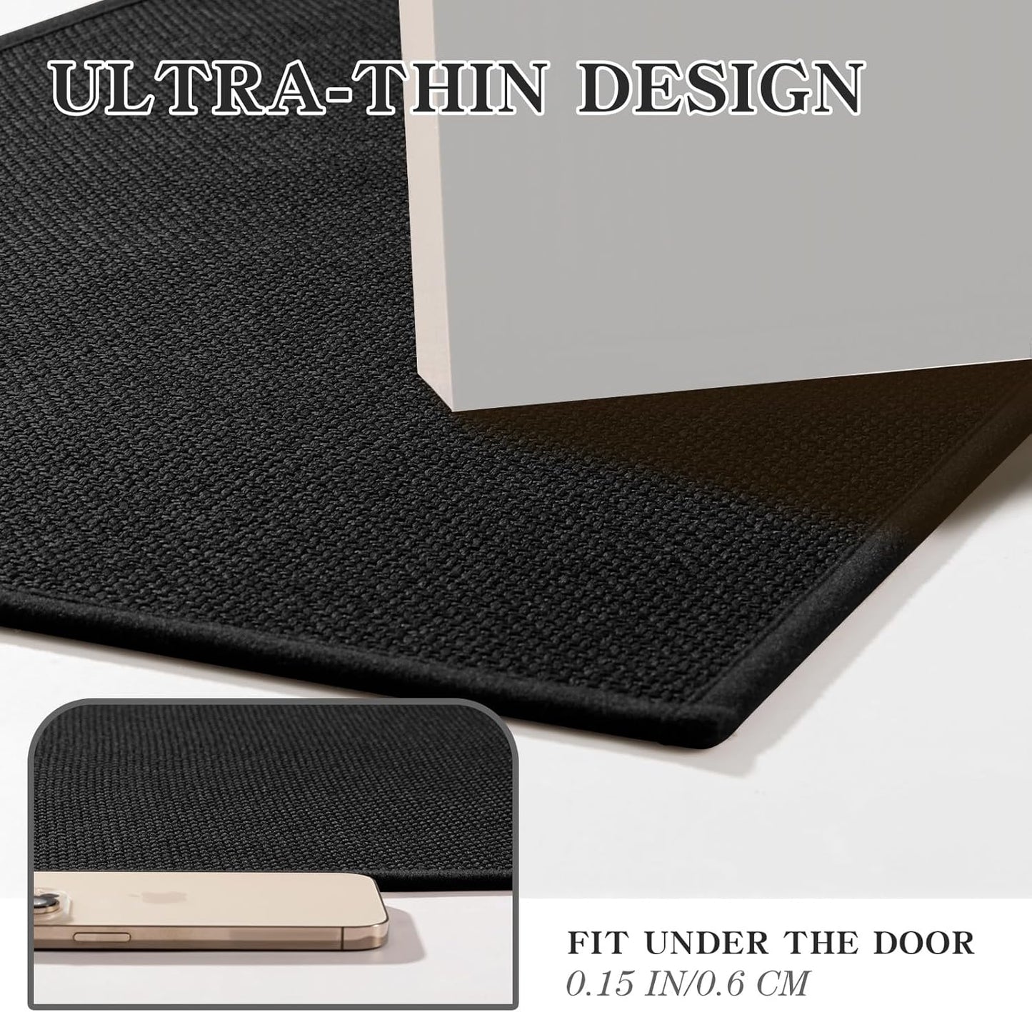 chakme Bathroom Rugs Mat 25x47, Ultra Thin Non Slip Bath Mat Large Quick Dry Absorbent Bath Mat for Bathroom Floor, (Black, 47"x25")