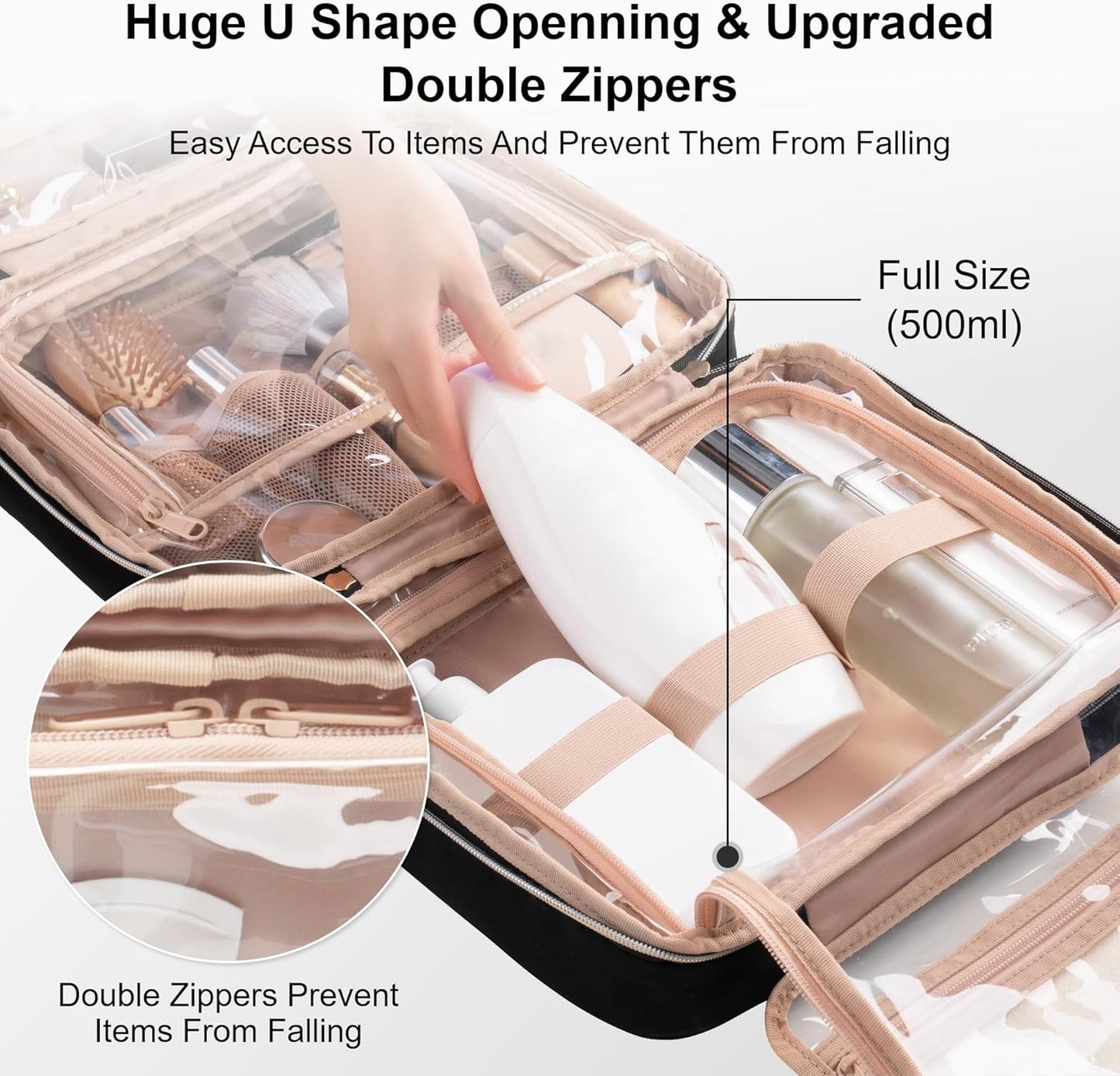 Everfun Hanging Travel Toiletry Bag for Women Traveling With Leakproof Compartment Makeup Cosmetic Organizer Dopp Kit Travel Accessories Essentials Must Have