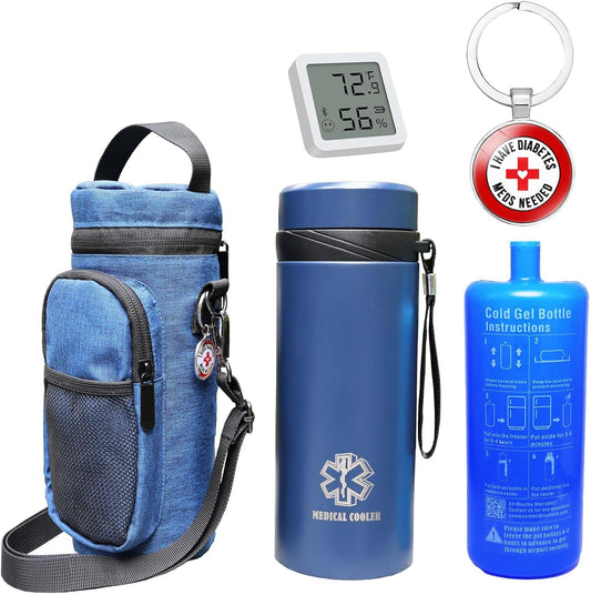48H 7 Pens Bluetooth Insulin Cooler Travel Case,Medication Cooler for Travel,with Insulated Bottle Holder,Smart Bluetooth Temperature Humidity Monitor with TUYA APP View，with Biogel Ice Pack