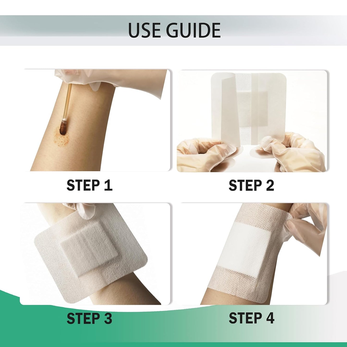 4X14 Inches Extra Large Sterile Adhesive Island Wound Dressing Bandages - Non Woven Bordered Gauze Pads, 25 Individually Pack,Medical Grade by QICHUANG(4X14INCHES-C25)