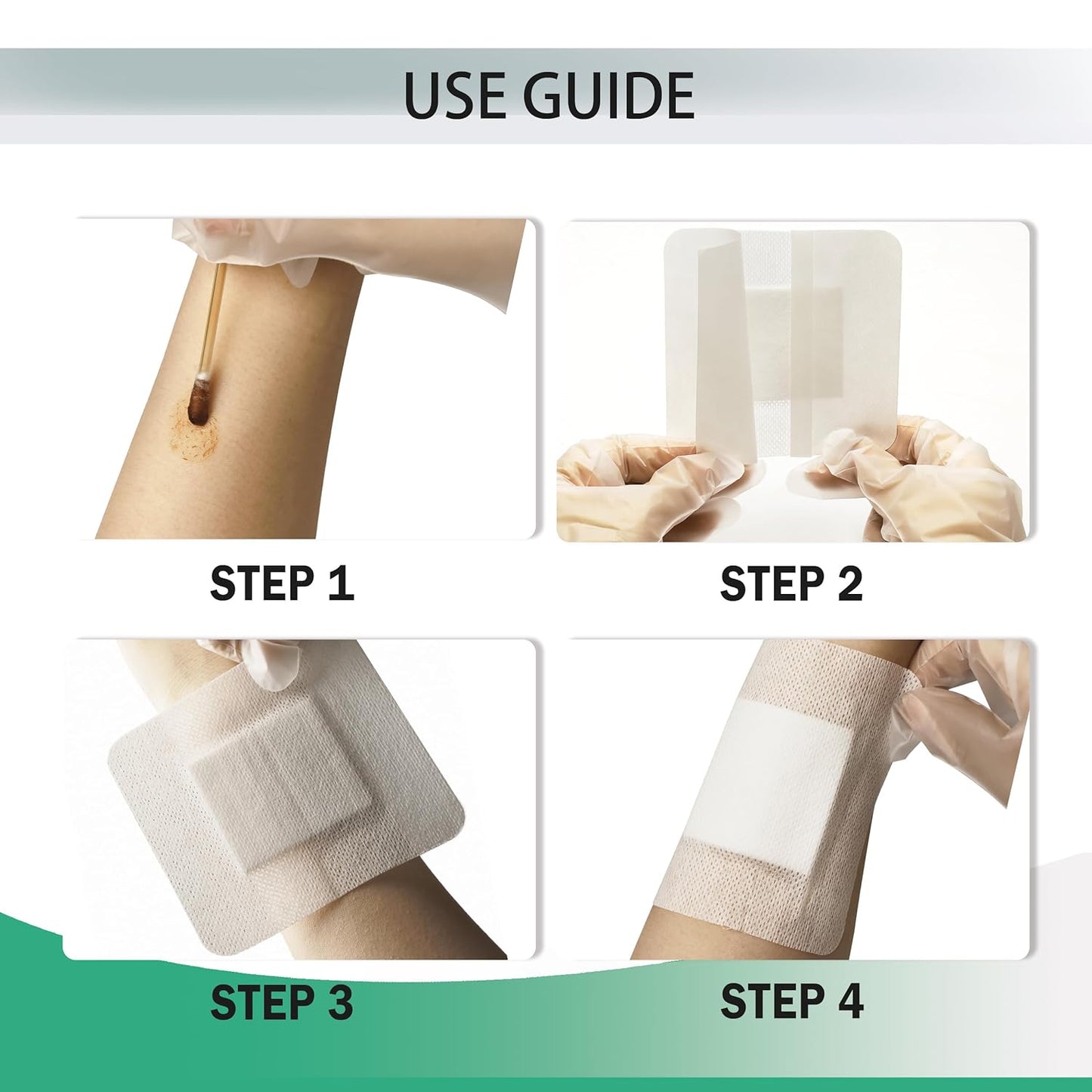 4X12 Inches Extra Large Sterile Adhesive Island Wound Dressing Bandages - Non Woven Bordered Gauze Pads, 25 Individually Pack,Medical Grade by QICHUANG(4X12INCHES-C25)