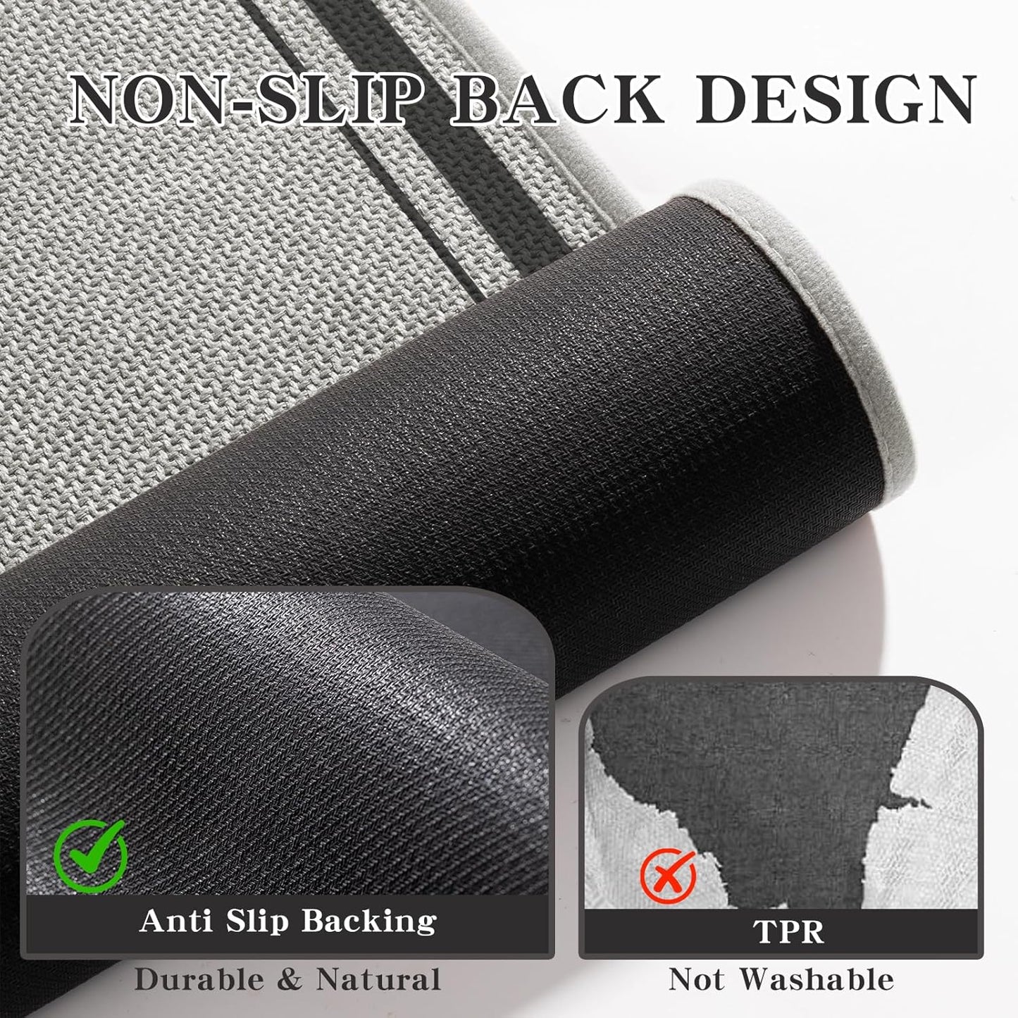 chakme Bathroom Rugs Mat 47x17, Ultra Thin Non Slip Bath Rug Runner Quick Dry Absorbent Bath Mat for Bathroom, (Dark Grey, 47"x17")