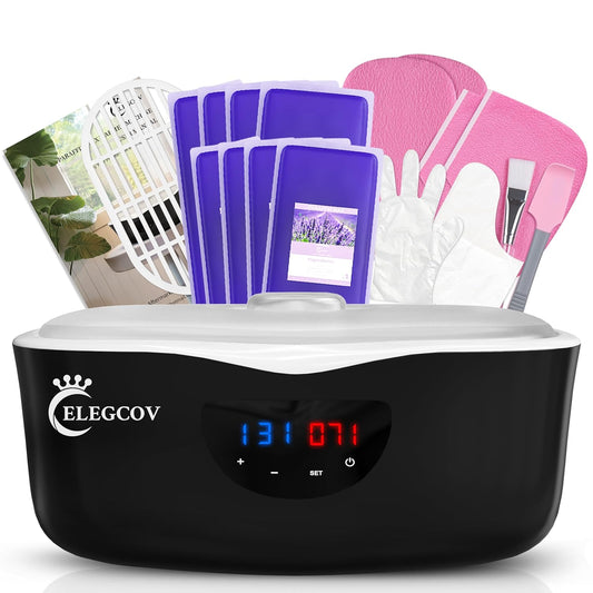 Paraffin Wax Machine for Hand and Feet - ELEGCOV Paraffin Wax Warmer with 8 Packs Lavender Bath Wax Refills Kit，Hand and Foot Moisturizing Care Kit, 4000ml Fast Meltdown Parafin Hot Wax Machine
