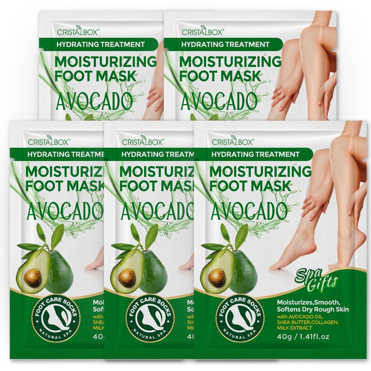 Moisturizing Foot Mask 5 Pack,Hydrating Foot Masks for Dry Cracked Feet,Moisturizing Socks Dry Skin Moisturizer for Soft and Smooth Touch Feet,Foot Care Spa Gifts for Women Men Stocking Stuffers