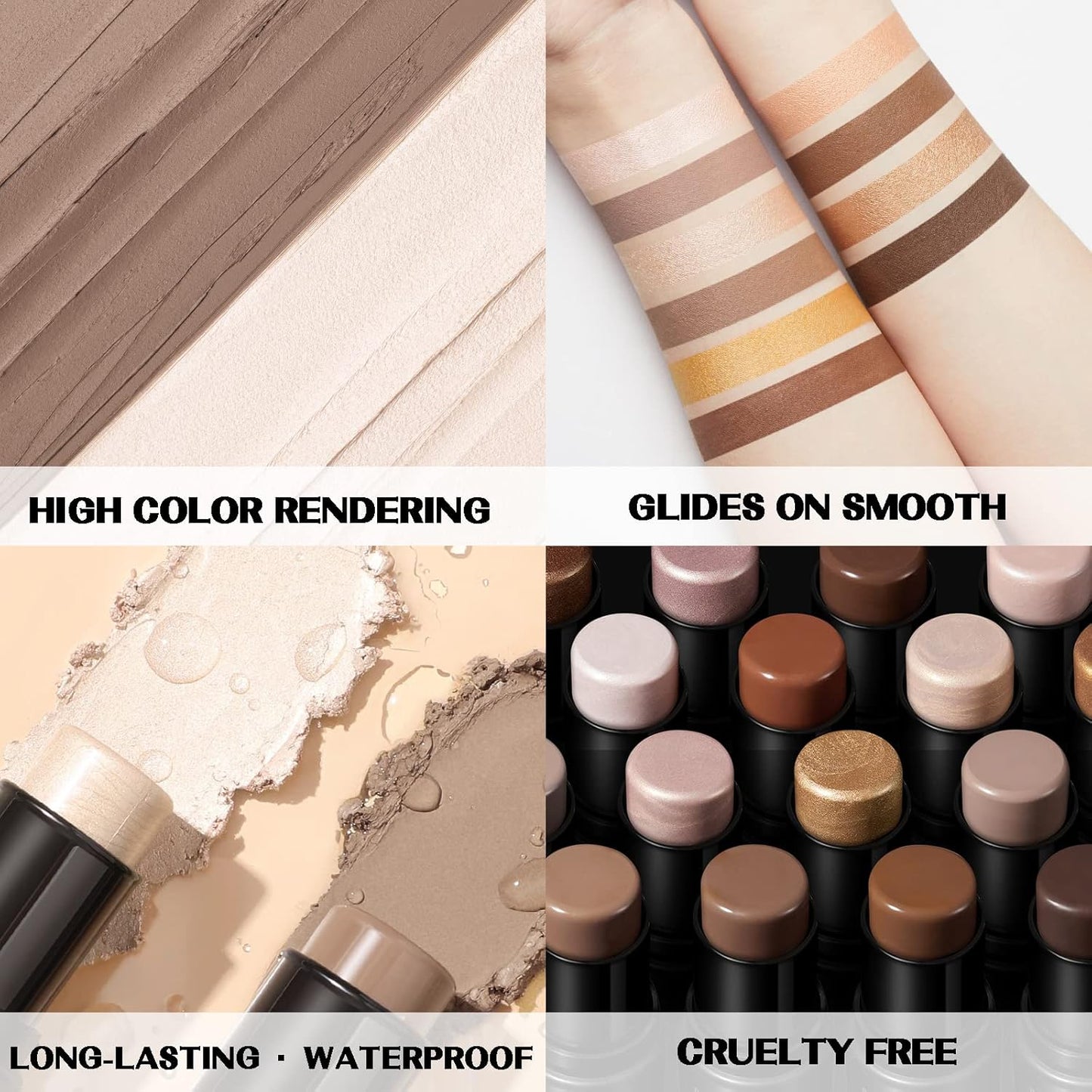 FOCALLURE 2 Pcs Mineral Cream Contour Stick,Moisturize Highlighter and Bronzer Pen,Non Stick Face Brightens & Shades Pencil,Long Lasting & Smooth Gliding Face Illuminator Makeup,Light