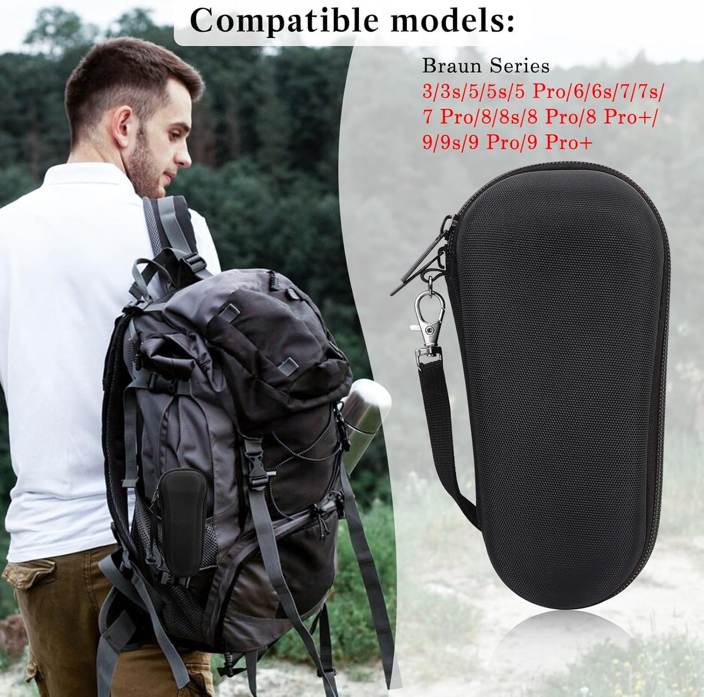 Electric Shaver Case,Travel Shaver Storage Bag & Razor Organizer Pouch,Durable,Waterproof, Compact Design for Men's Essentials,Fits Most Electric Shavers for Philips Braun Panasonic(Black)