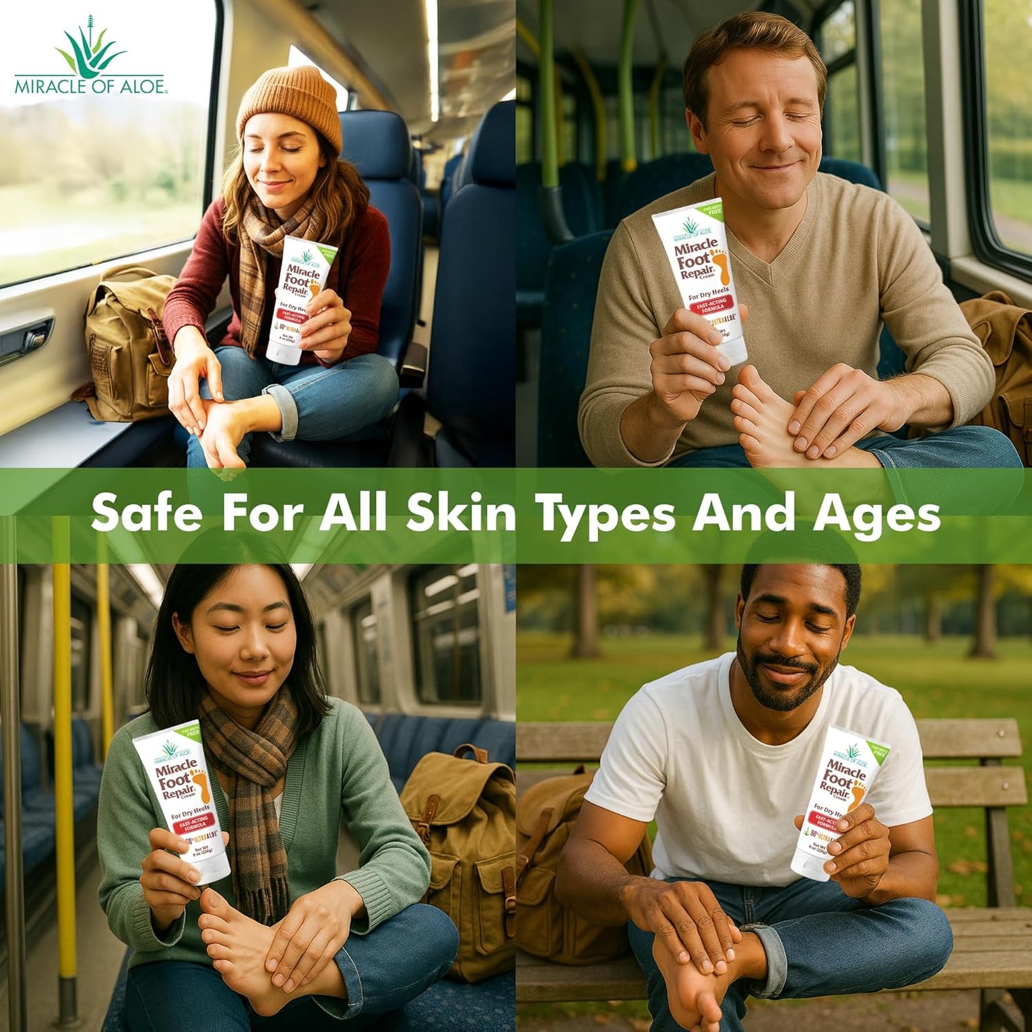 Miracle Foot Repair Cream (8 oz / 3-Pack) Repairs Dry Cracked Heels and Feet, 60% Pure UltraAloe Moisturizes, Softens, and Repairs