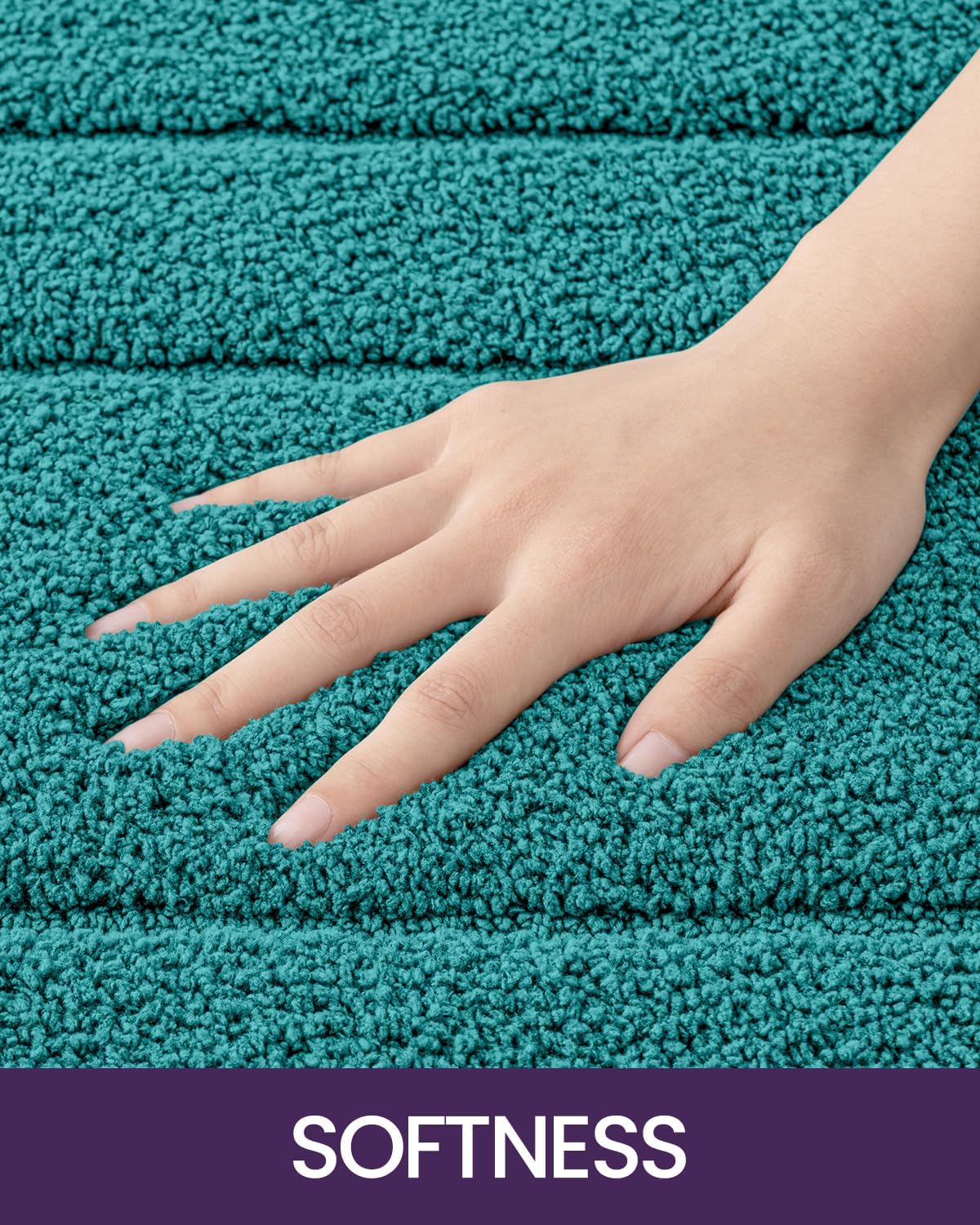 DEXI Bathroom Rug 36x24, Non Slip Washable Bath Mat for Shower Floor, Absorbent Soft Bathmat with Rubber Backing, Quick Dry Microfiber Carpet, Teal