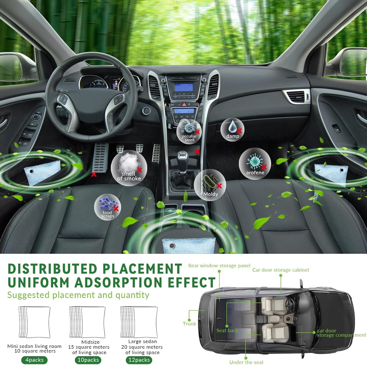 4 Pack charcoal odor absorber,Bamboo Charcoals Air Purifying Bag Charcoals Deodorizer Eliminator for Strong Odors in Car, Closet, Shoe, Basement (100G* 4 Pack Blue, Unscented)