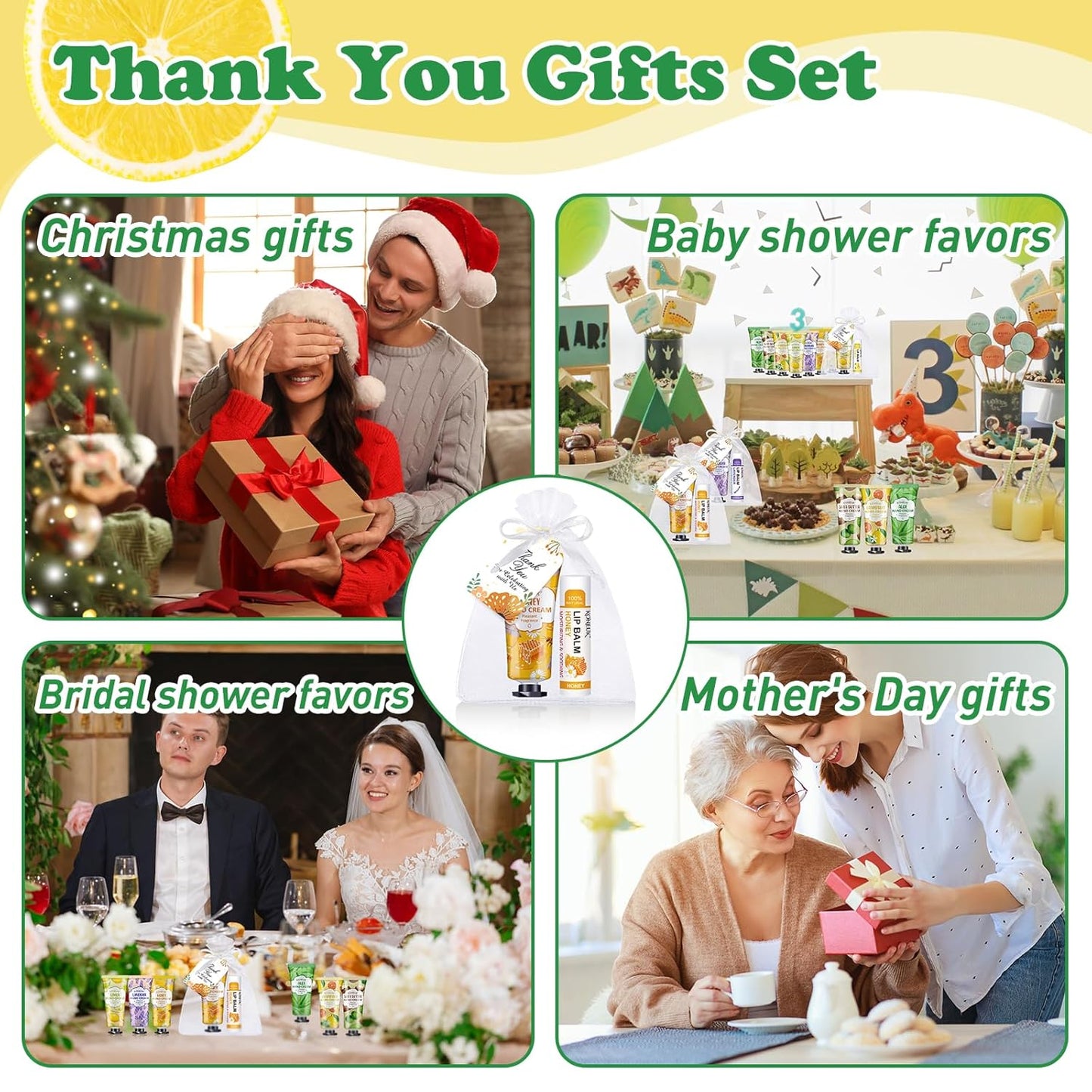 36 Pack Hand Cream Bulk and Lip Balm Bulk Sets, Bridesmaid Gifts, Thank You Gifts and Bridal Shower Gifts for Guests with Thank You Card Organza Bags, Birthday Gifts, Bulk Gifts, Small Gifts for Women